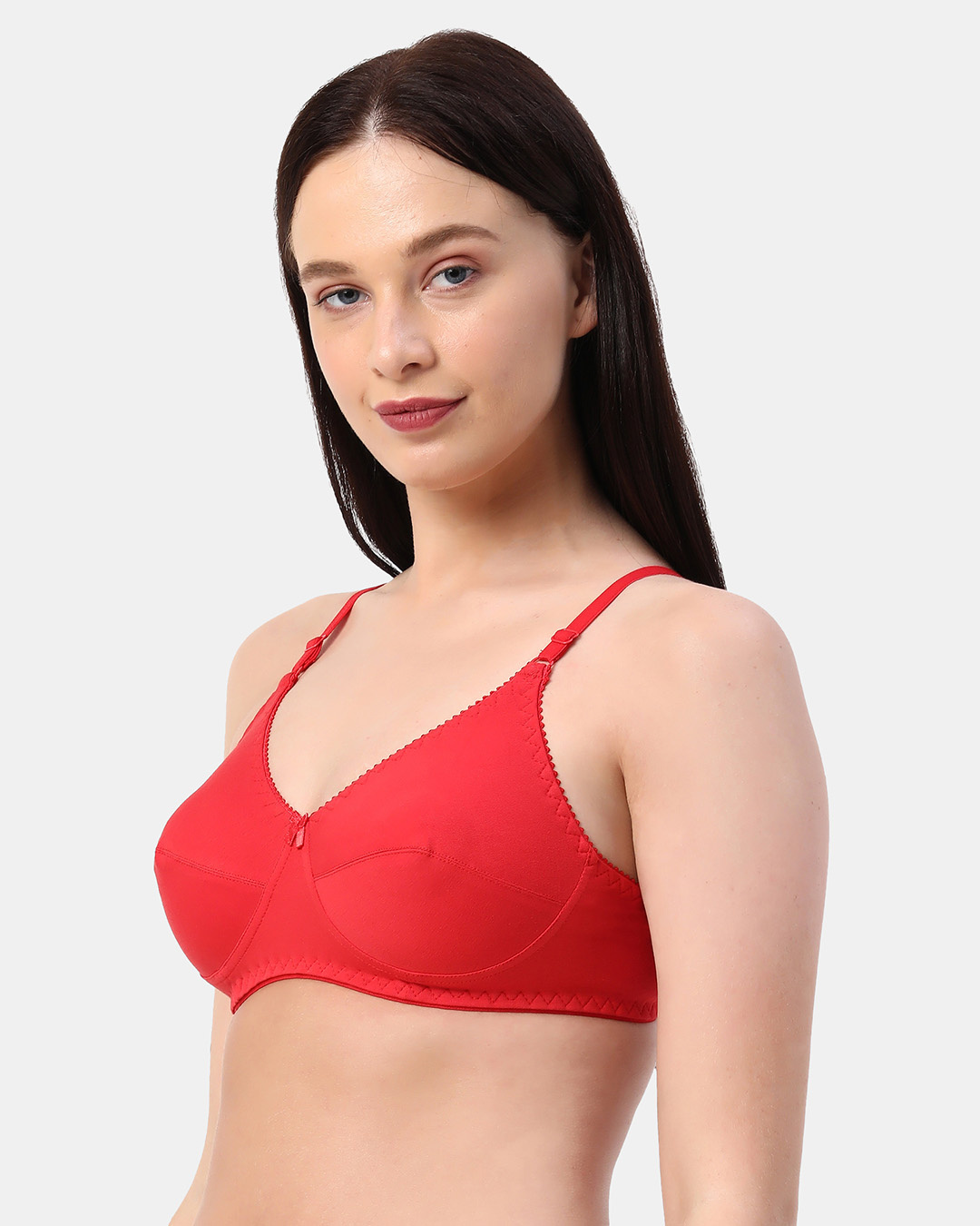 Shop Non Padded Non Wired Super Support Bra In Red-Back