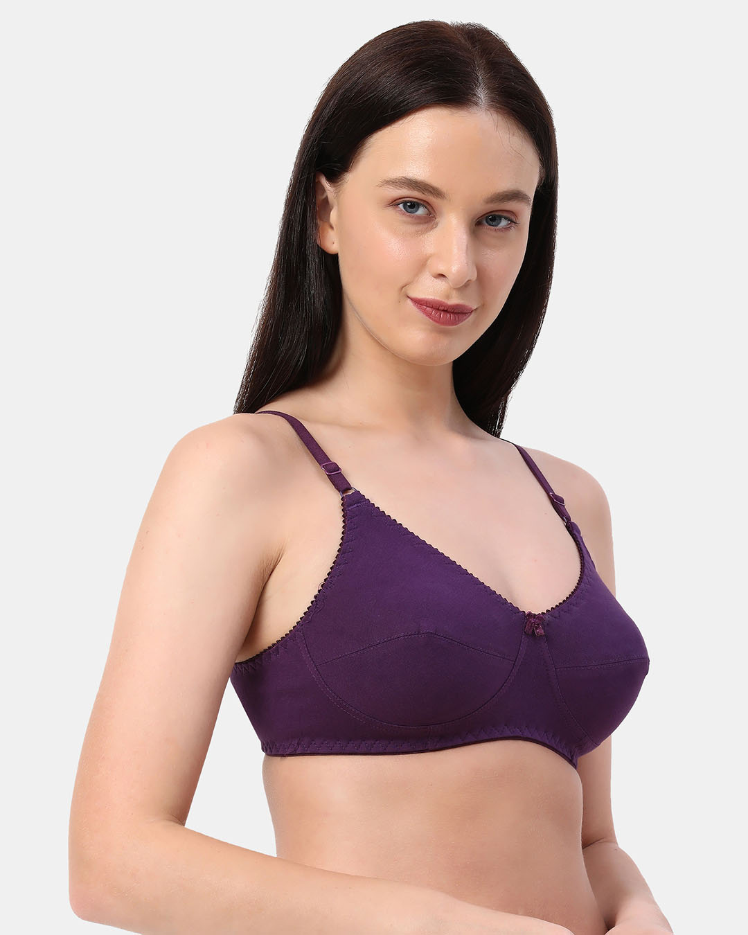 Shop Non Padded Non Wired Super Support Bra In Wine-Back