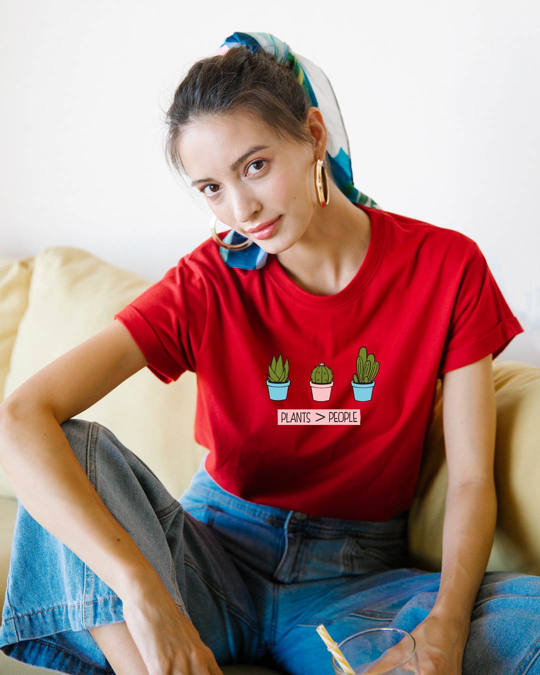 

Plants Are Better Boyfriend T-Shirts Bold Red Women' Printed Boyfriend T-Shirts Bewakoof.com