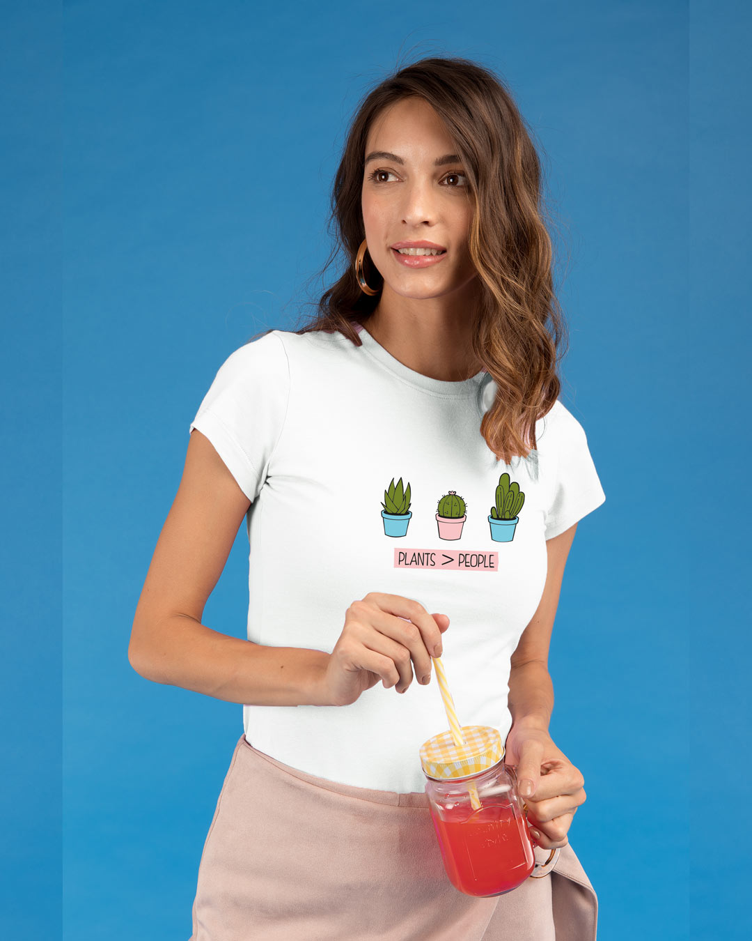 

Plants Are Better Half Sleeve Printed T-Shirt White Women' Half Sleeve Printed T-shirt Bewakoof.com