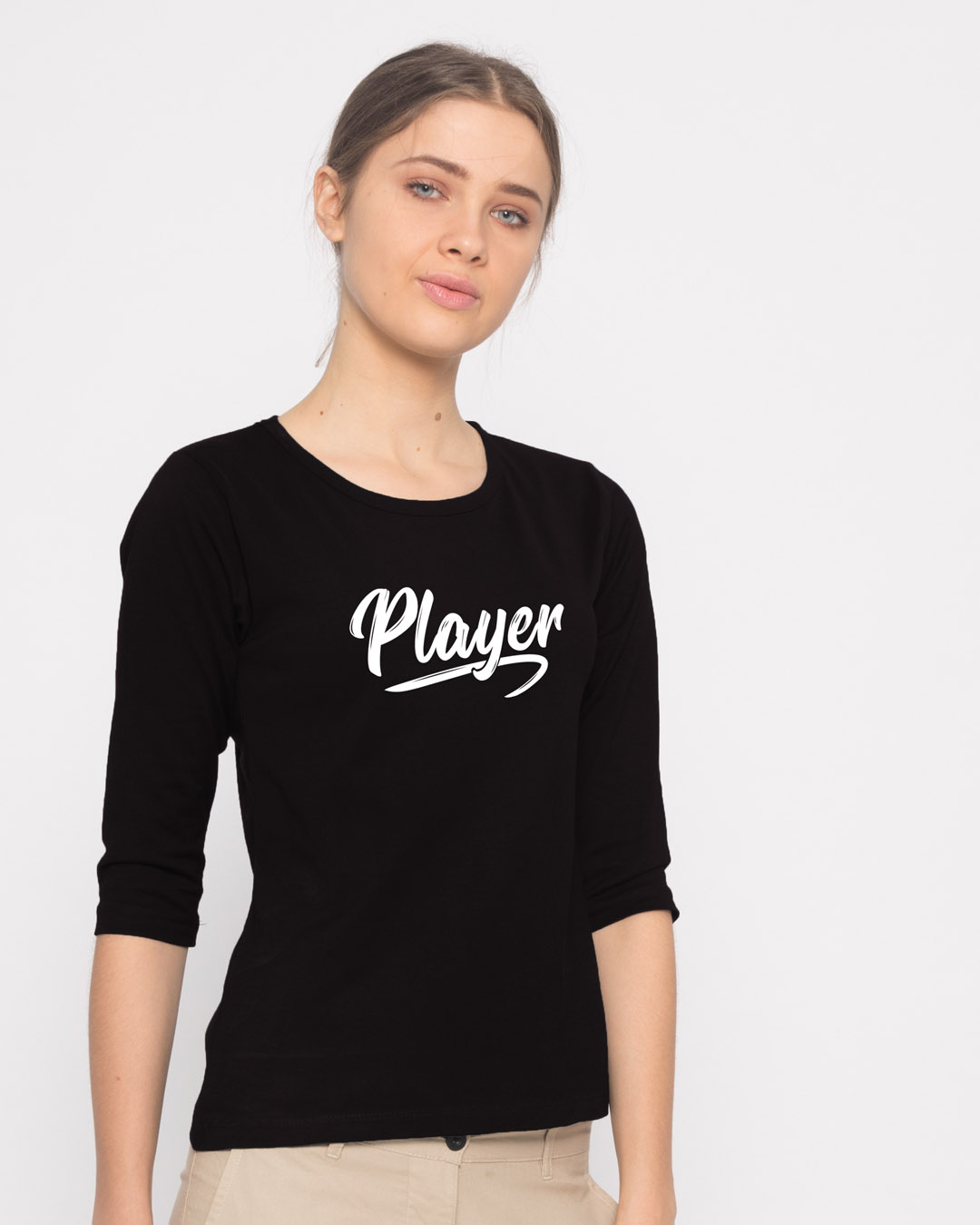 Shop Player Typography Round Neck 3/4th Sleeve T-Shirt-Back