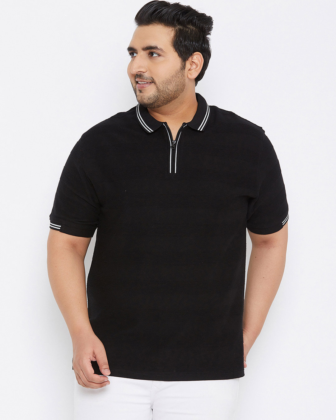 Shop Plus Size Men's Stylish Solid Half Sleeve Casual T-Shirt-Front