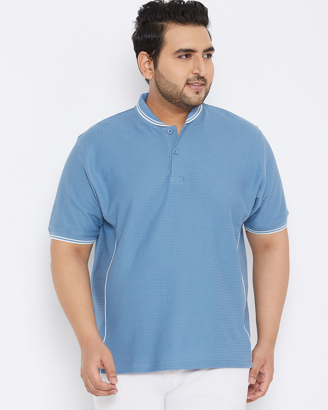Shop Plus Size Men's Stylish Solid Half Sleeve Casual T-Shirt-Front
