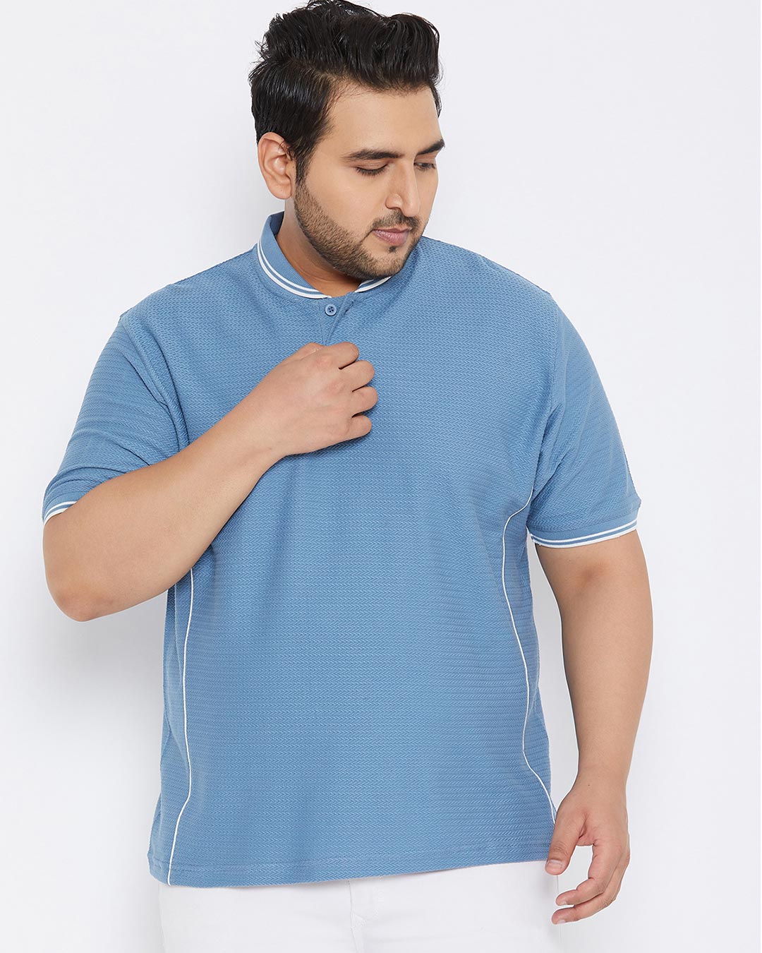 Shop Plus Size Men's Stylish Solid Half Sleeve Casual T-Shirt-Back