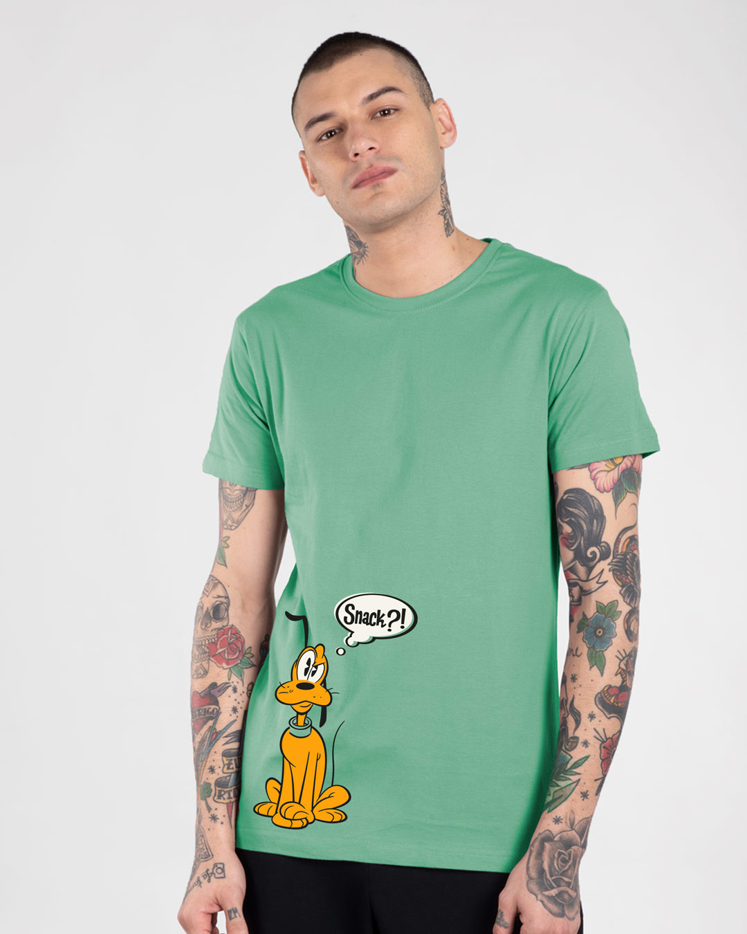 

Pluto Snack Half Sleeve T-Shirt (DL) Jade Green Men' Printed T-Shirts Bewakoof.com