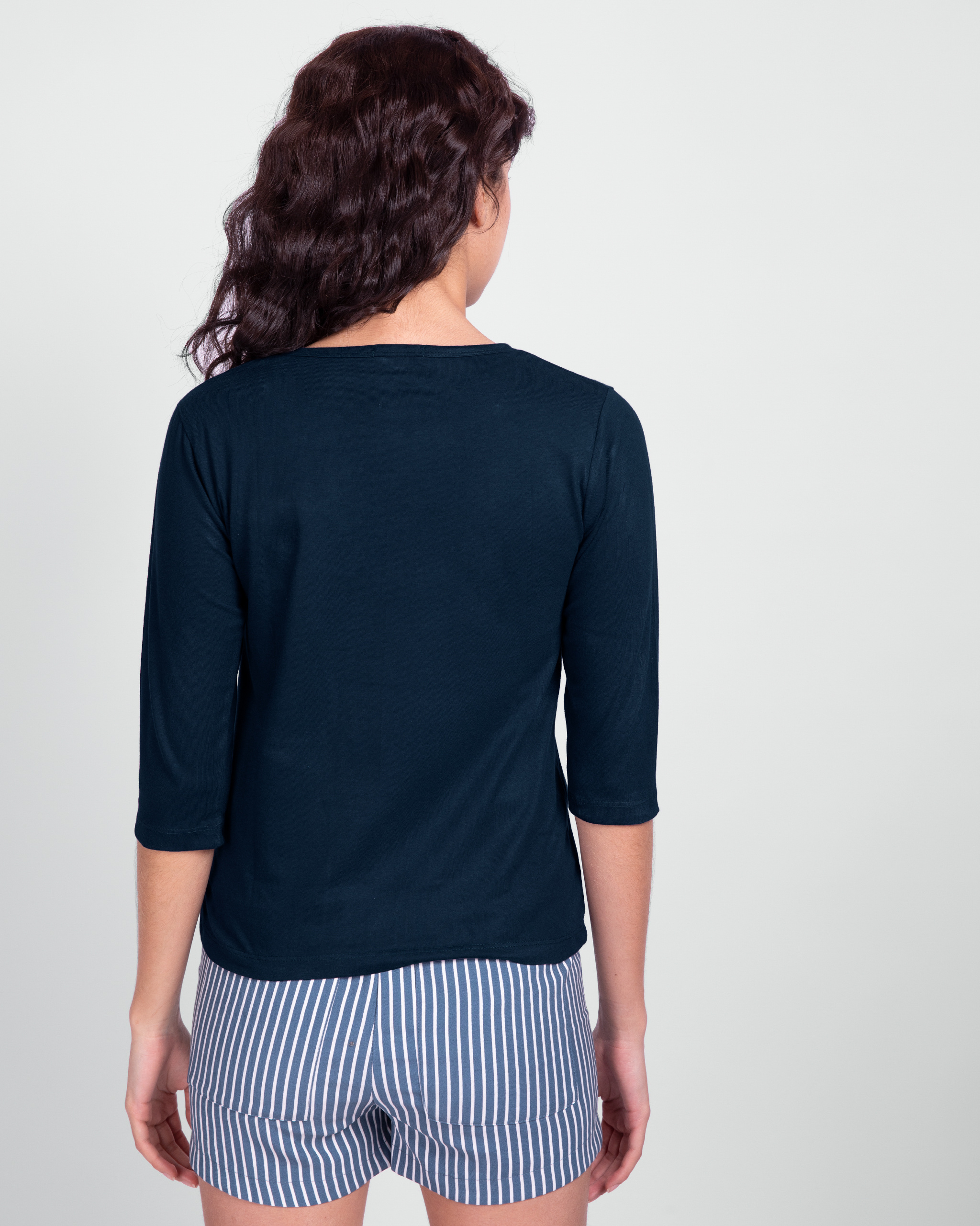 Shop Women's Blue Pocket Astronaut 3/4th Sleeve Printed Slim Fit T-shirt-Back
