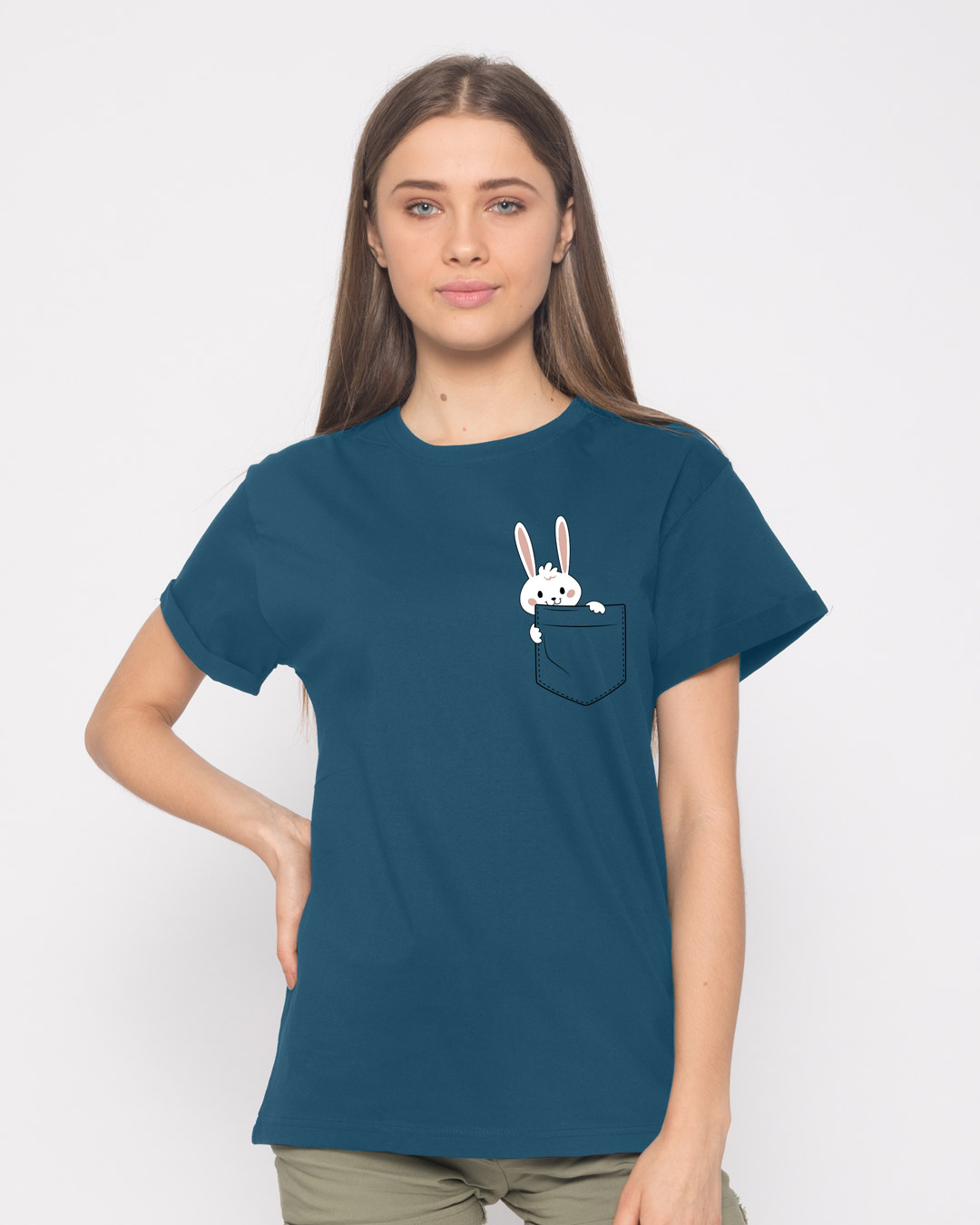 Shop Pocket Bunny Boyfriend T-Shirt-Back