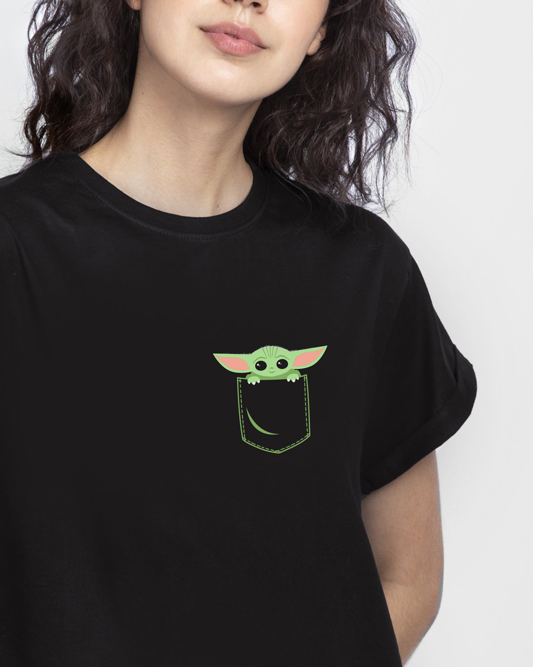 

Pocket Child Boyfriend T-Shirts Women' Printed Boyfriend T-Shirts Bewakoof.com, Black