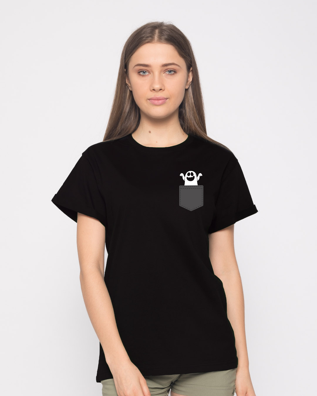 Shop Pocket Ghost Boyfriend T-Shirt-Back