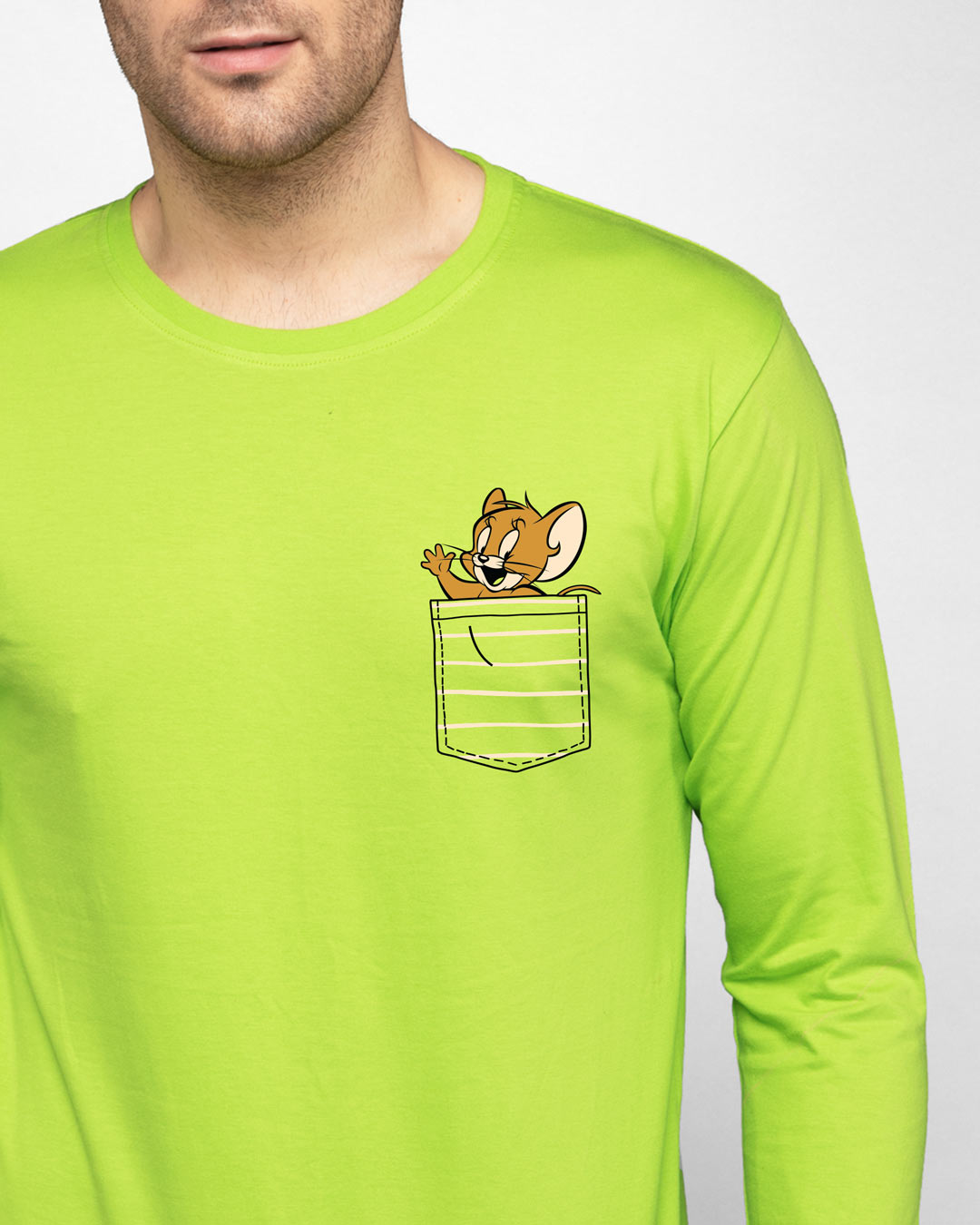 Buy Pocket Jerry Full Sleeve T-Shirt (TJL) for Men green Online at Bewakoof