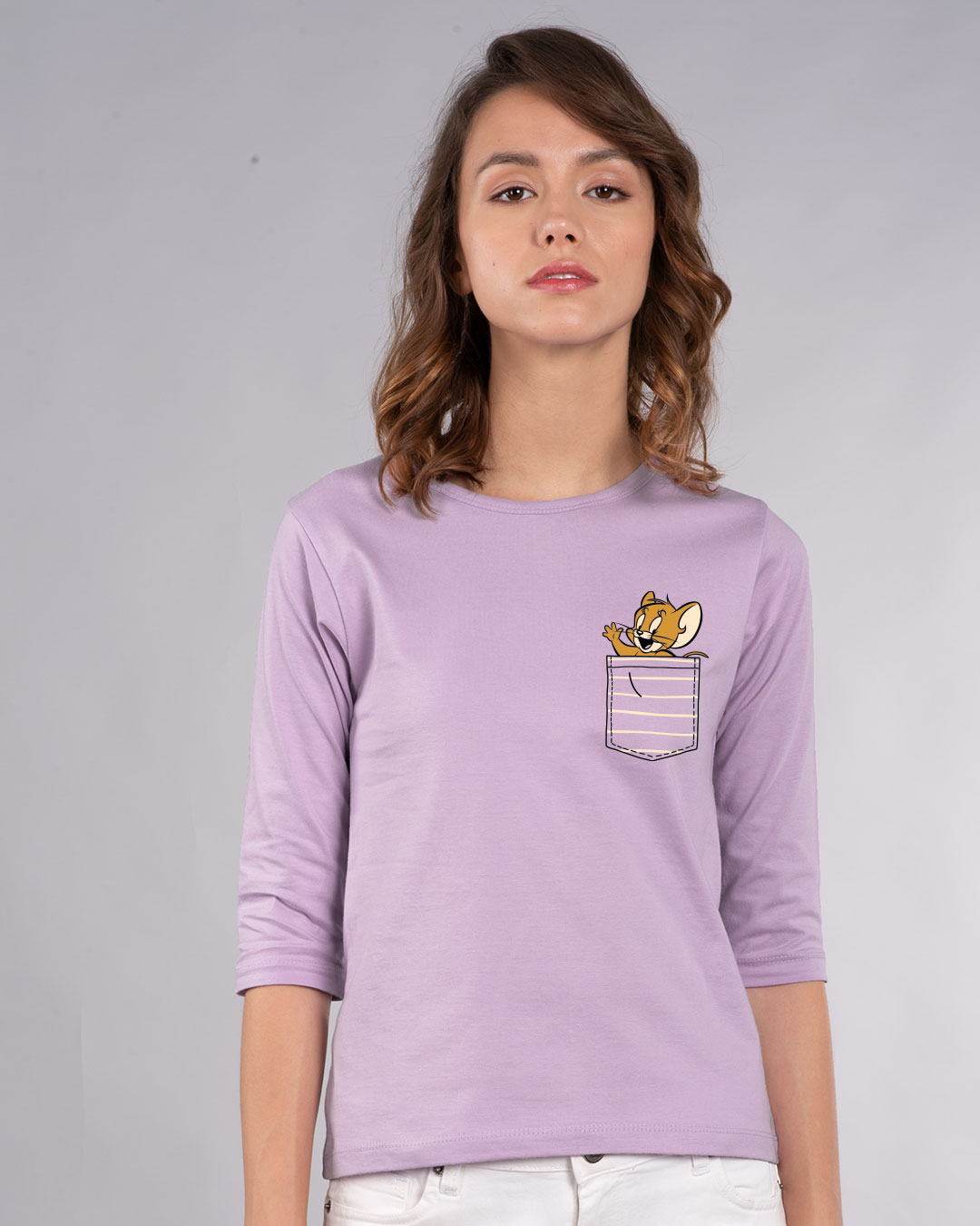 Shop Pocket Jerry Round Neck 3/4th Sleeve T-Shirt (TJL)-Back