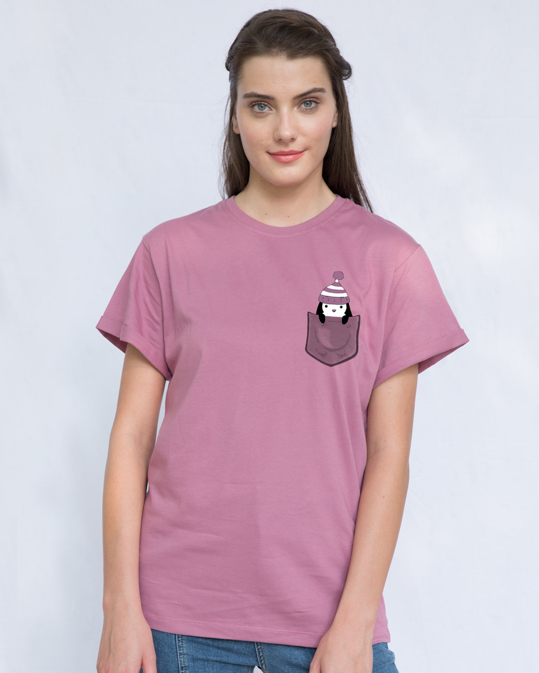 Shop Pocket Penguin Frosty Boyfriend T-Shirt-Back