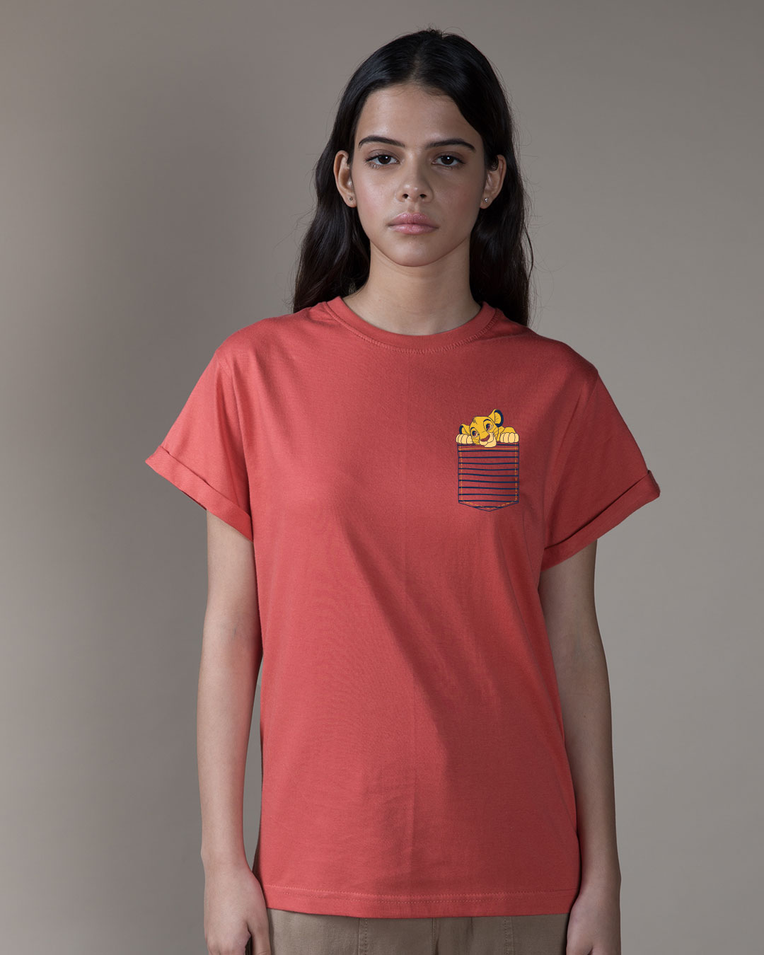 Shop Pocket Simba Boyfriend T-Shirt (DL)-Back