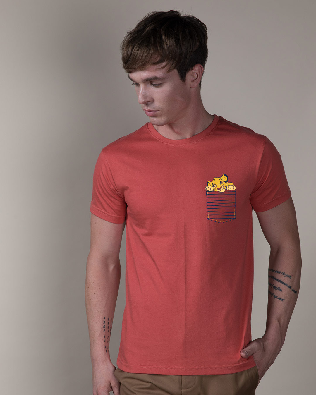 Shop Pocket Simba Half Sleeve T-Shirt (DL)-Back