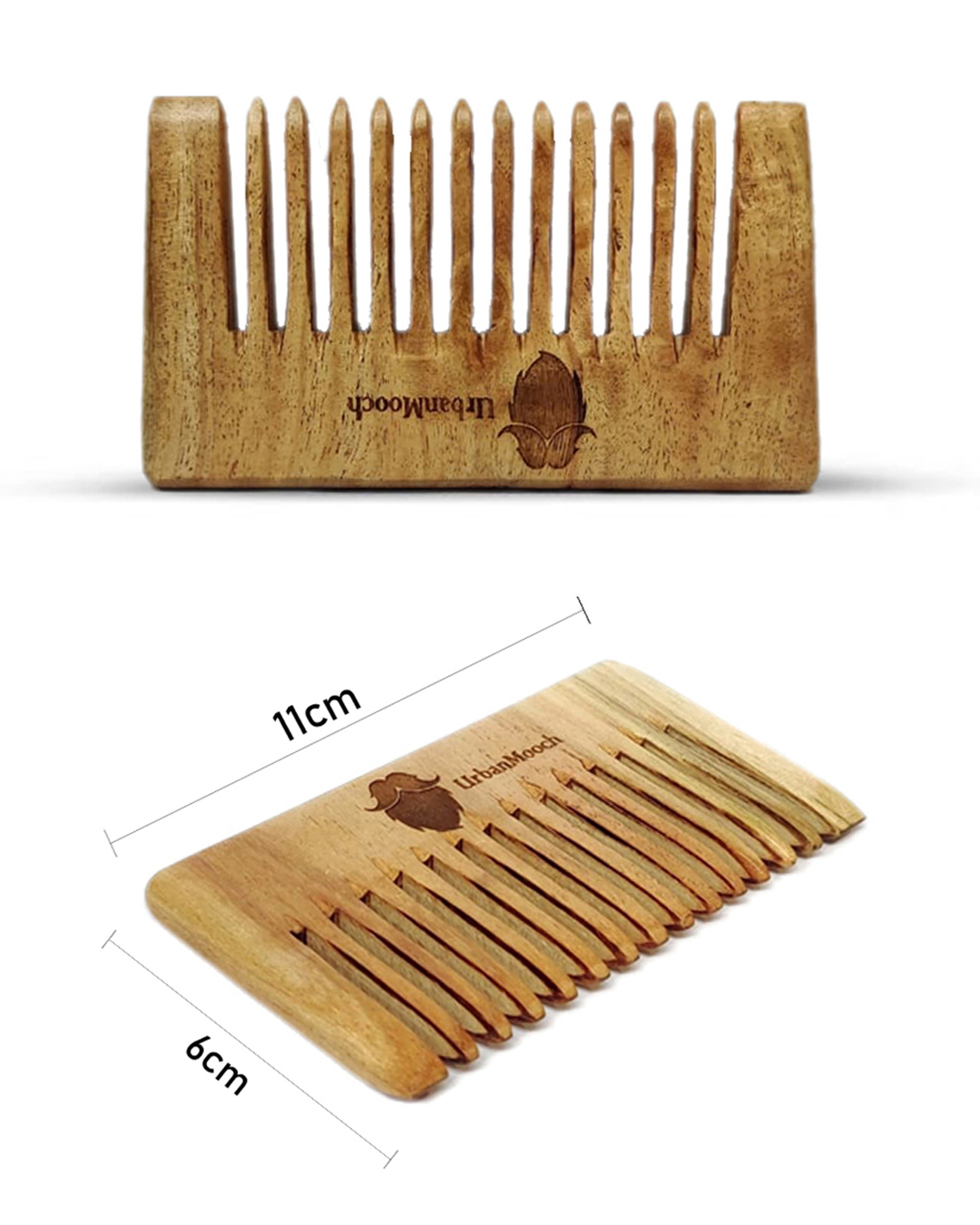 ShopPocket Size Hair & Beard Comb made with Neem Wood For Healthy & Stylish Hair Free Jute Pouch-Full