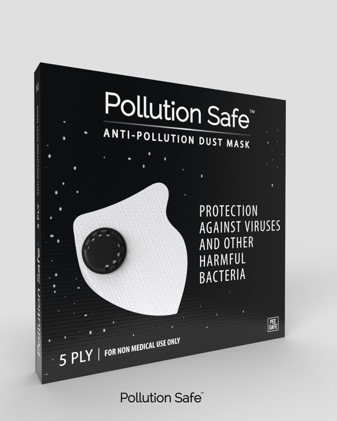 Shop Pollution Safe Reusable PM 2.5,5 Layered Filtration Anti Pollution and Anti Dust Mask Pack of 3-Back