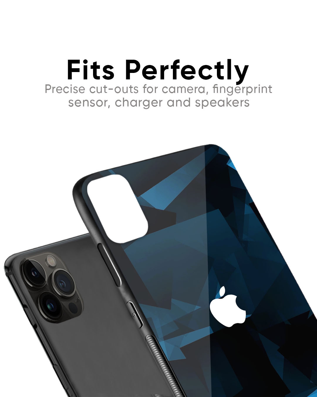 Shop Polygonal Blue Box Premium Glass Case for Apple iPhone 15 Pro Max (Shock Proof, Scratch Resistant)-Back