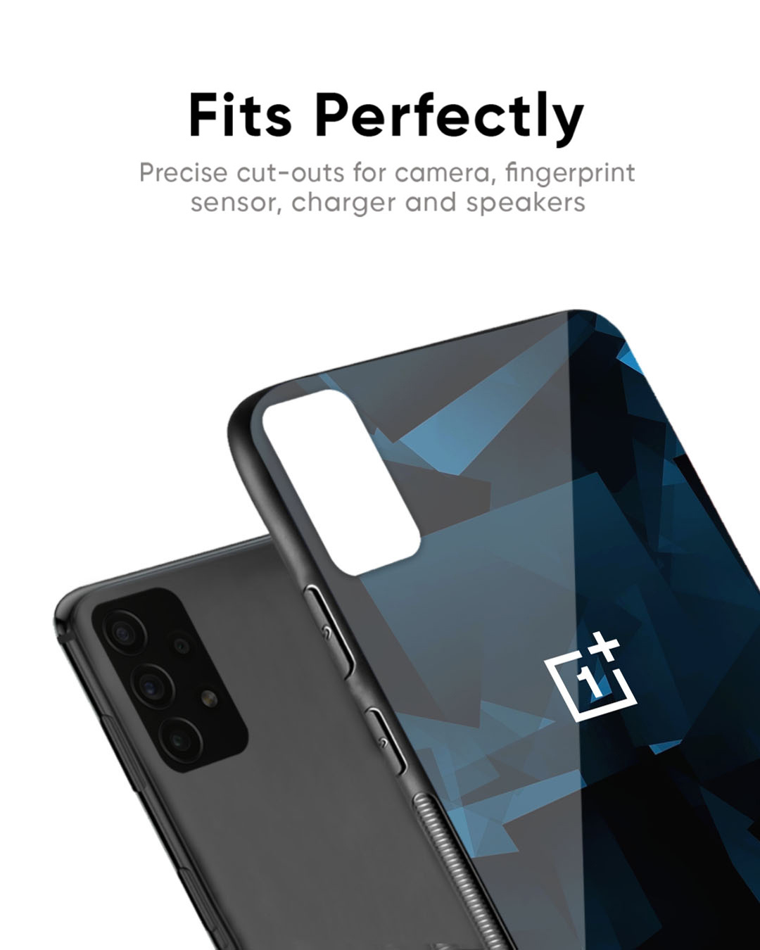 Shop Polygonal Blue Box Premium Glass Case For OnePlus Nord 3 5G (Shock Proof, Scratch Resistant)-Back