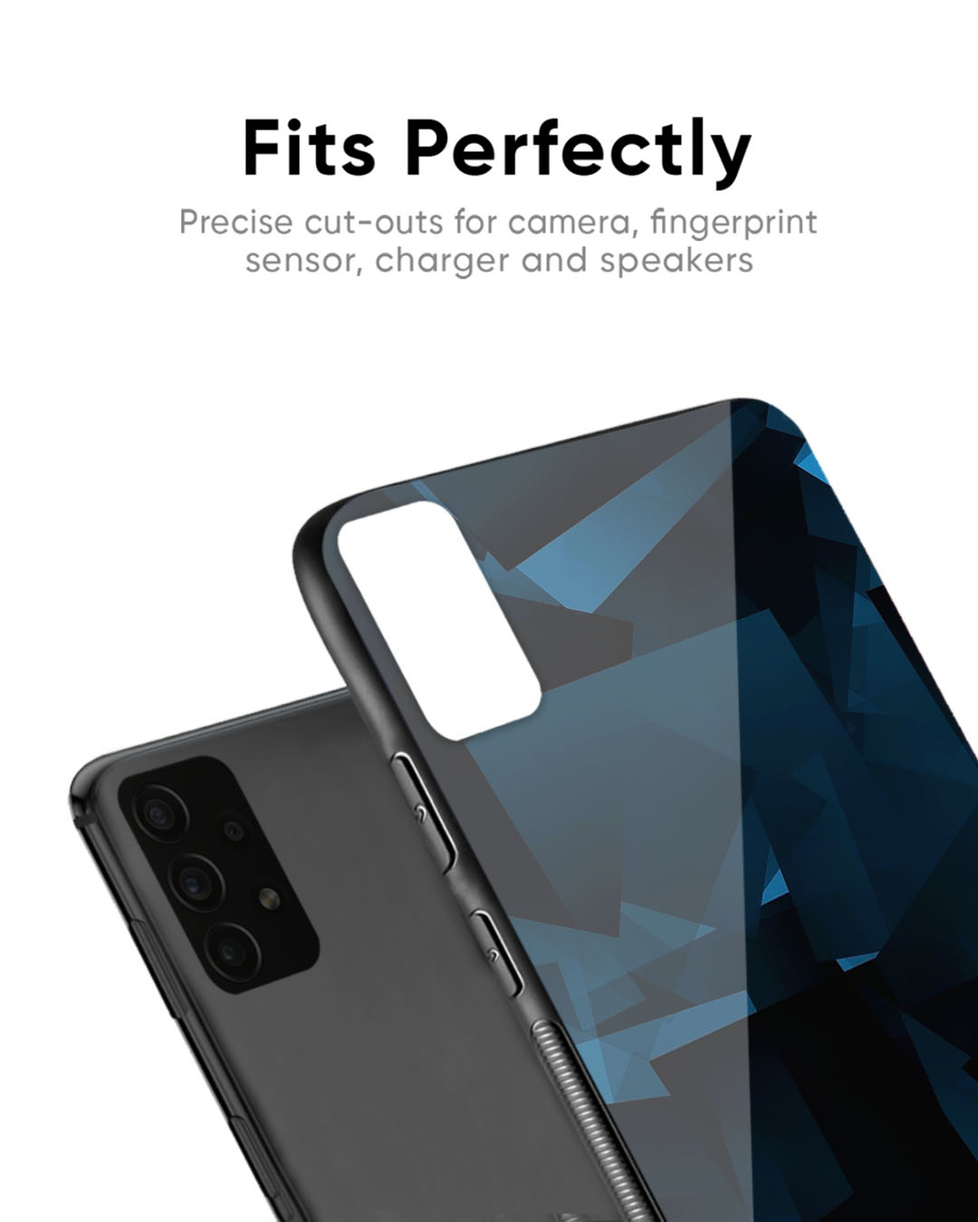 Shop Polygonal Blue Box Premium Glass Case For Realme 11 Pro+ 5G (Shock Proof, Scratch Resistant)-Back