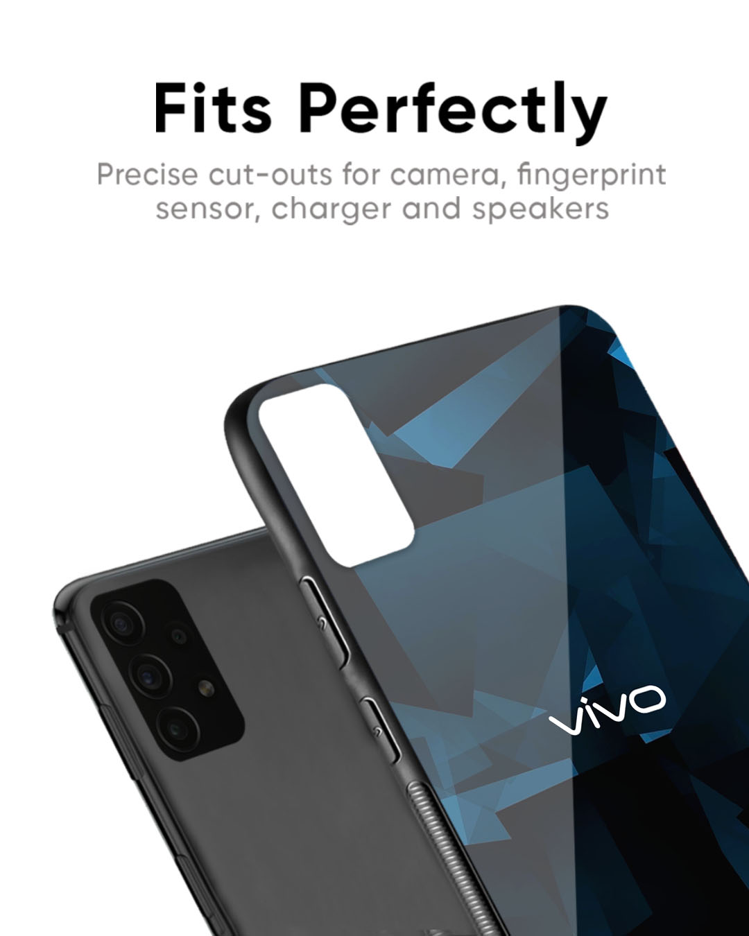 Shop Polygonal Blue Box Premium Glass Case for Vivo Y100 (Shock Proof, Scratch Resistant)-Back