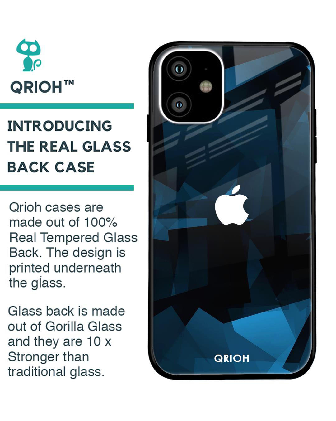 Shop Polygonal Box Printed Premium Glass Cover for iPhone 11 (Shock Proof, Lightweight)-Back