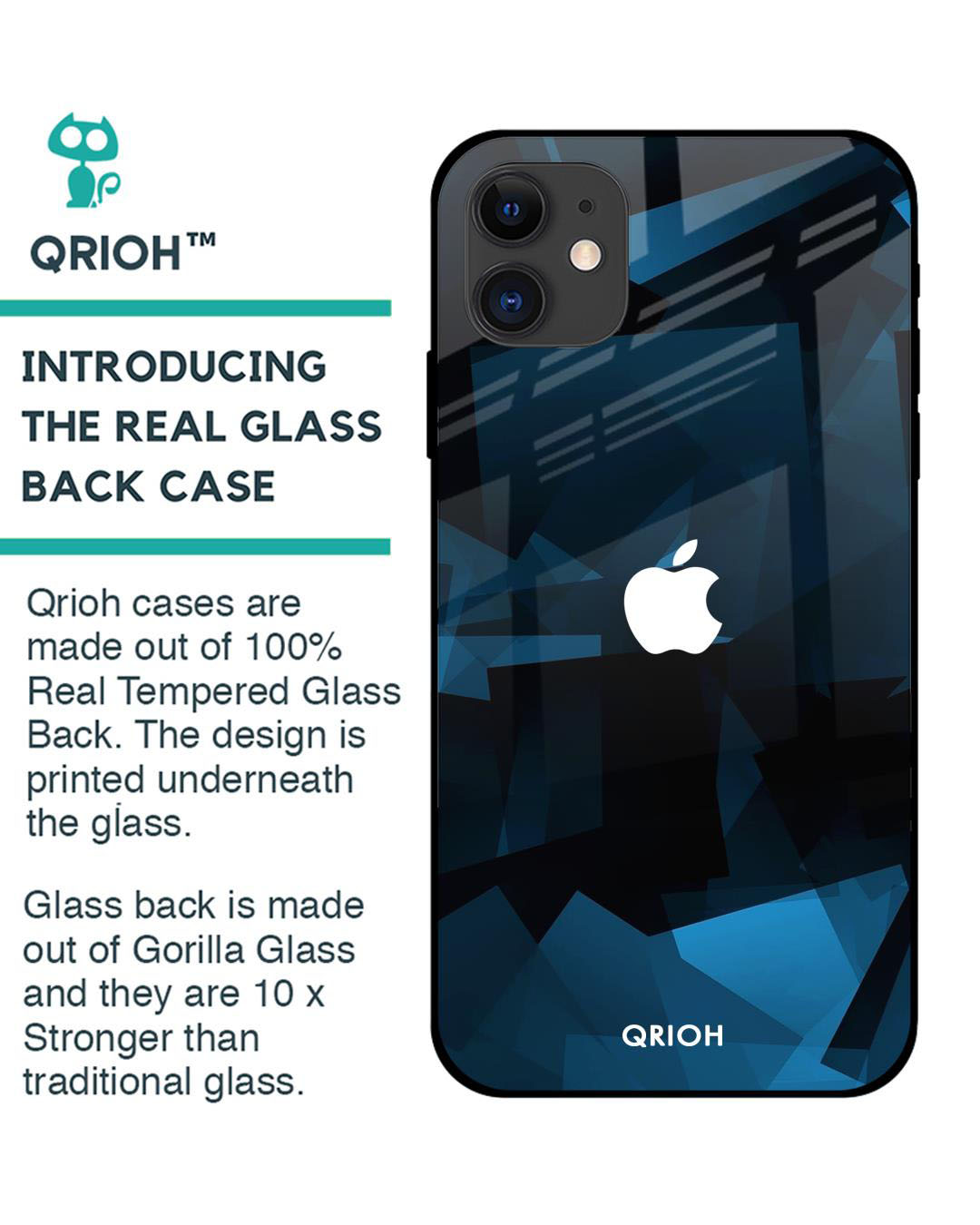 Shop Polygonal Box Printed Premium Glass Cover for iPhone 12 (Shock Proof, Lightweight)-Back