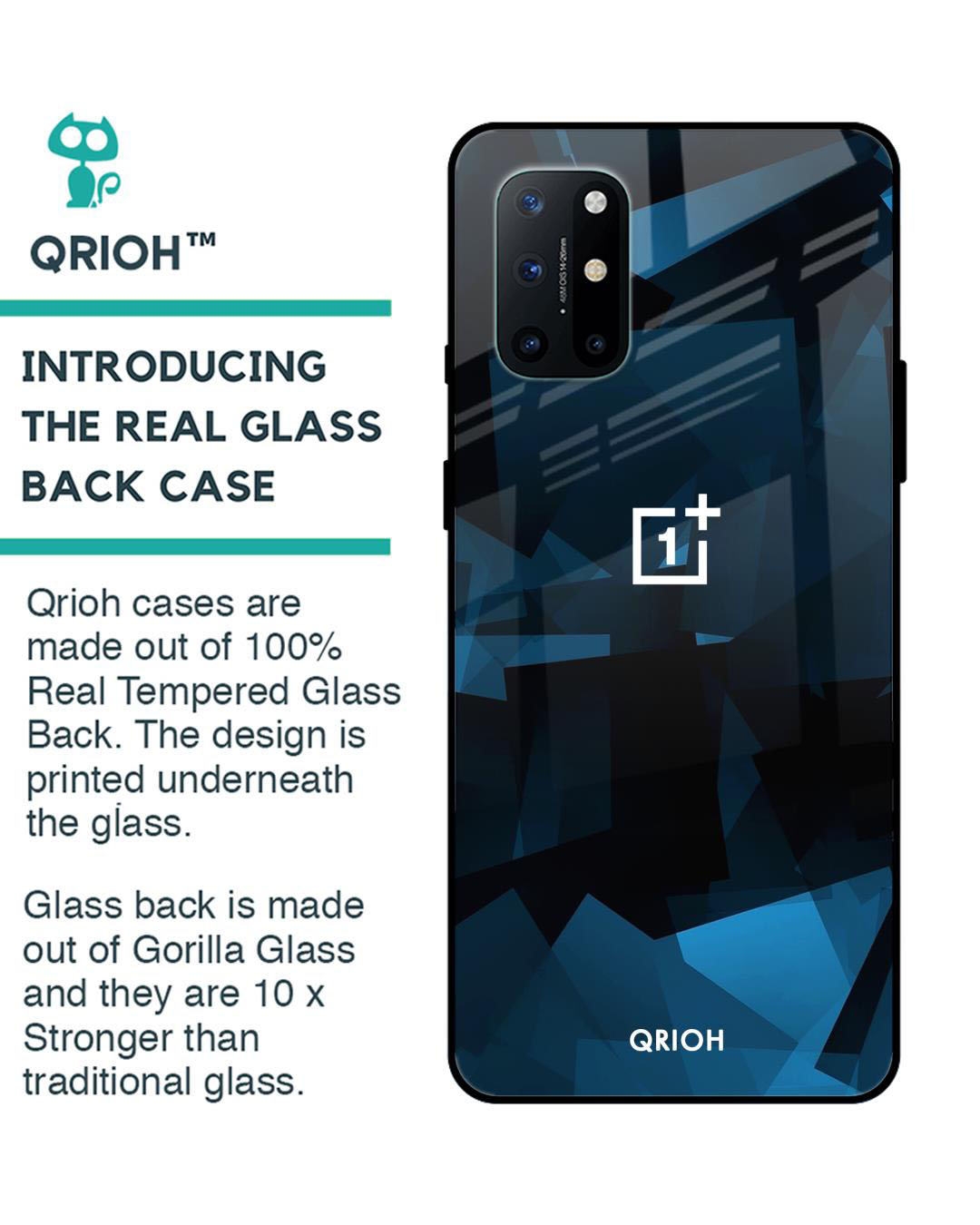 Shop Polygonal Box Printed Premium Glass Cover for OnePlus 8T (Shock Proof, Lightweight)-Back