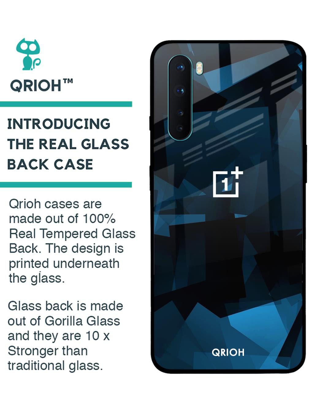 Shop Polygonal Box Printed Premium Glass Cover for OnePlus Nord (Shock Proof, Lightweight)-Back