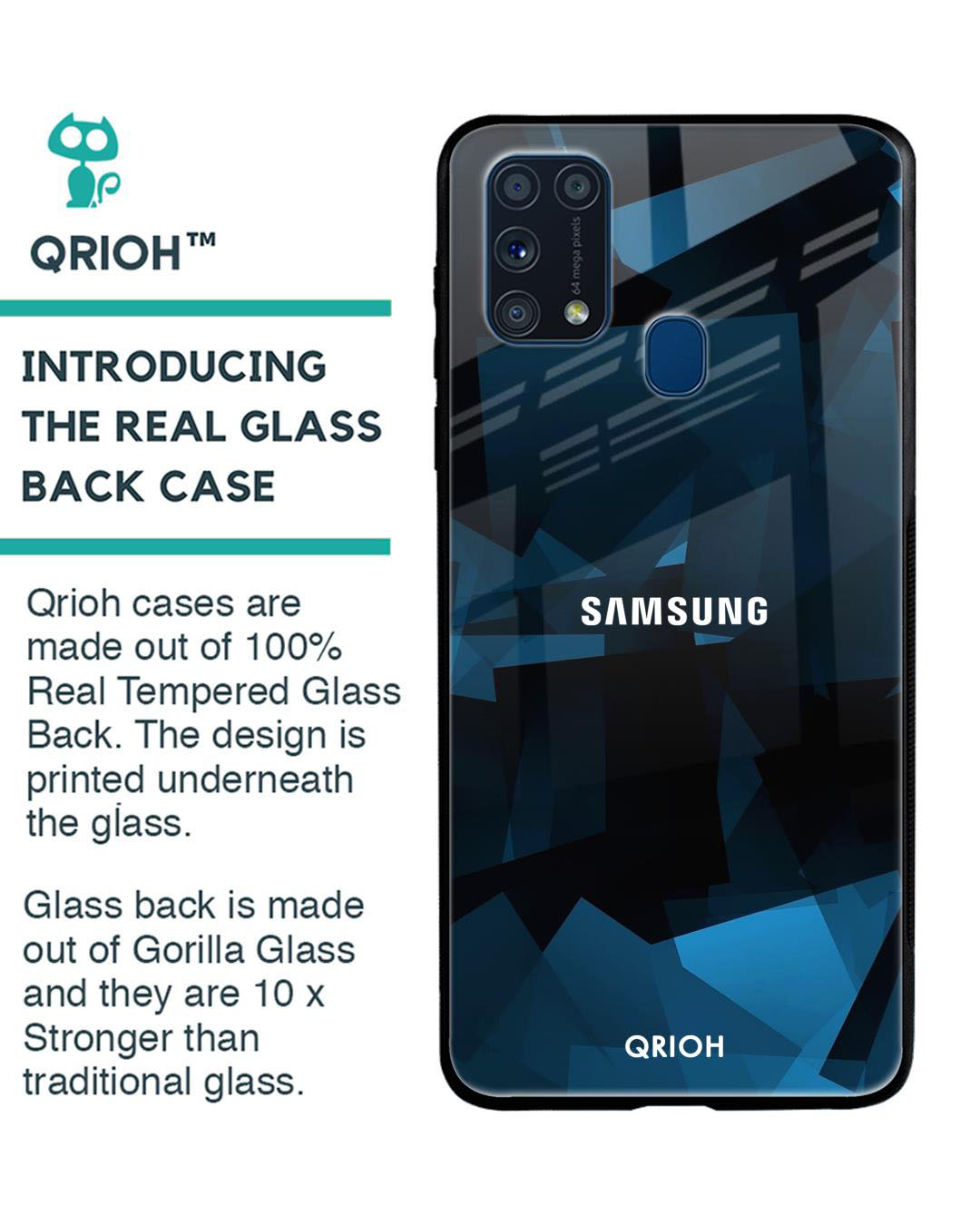 Shop Polygonal Box Printed Premium Glass Cover for Samsung Galaxy M31 (Shock Proof, Lightweight)-Back