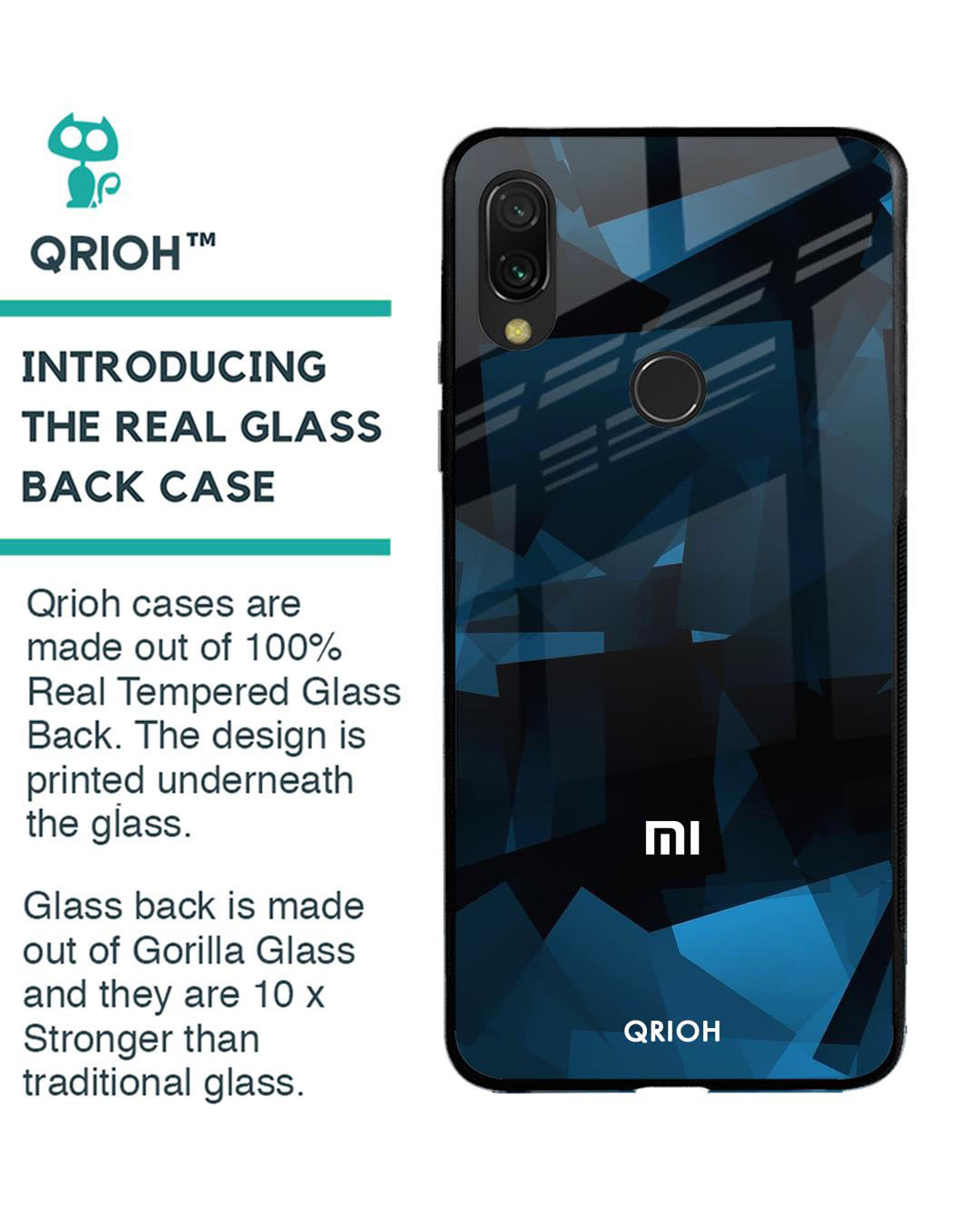 Shop Polygonal Box Printed Premium Glass Cover for Xiaomi Redmi Note 7 Pro (Shock Proof, Lightweight)-Back