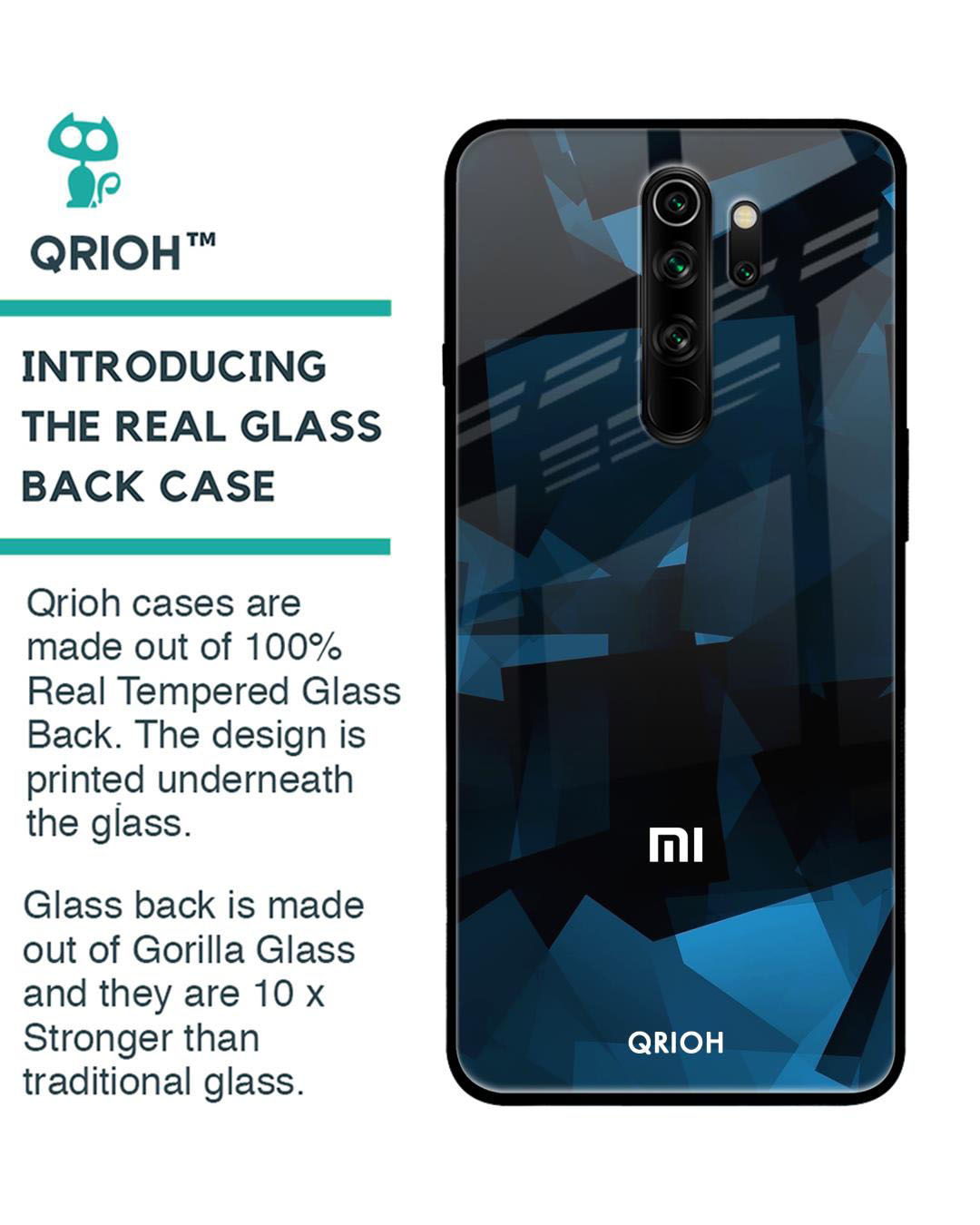 Shop Polygonal Printed Premium Glass Cover for Xiaomi Redmi Note 8 Pro (Shock Proof, Lightweight)-Back