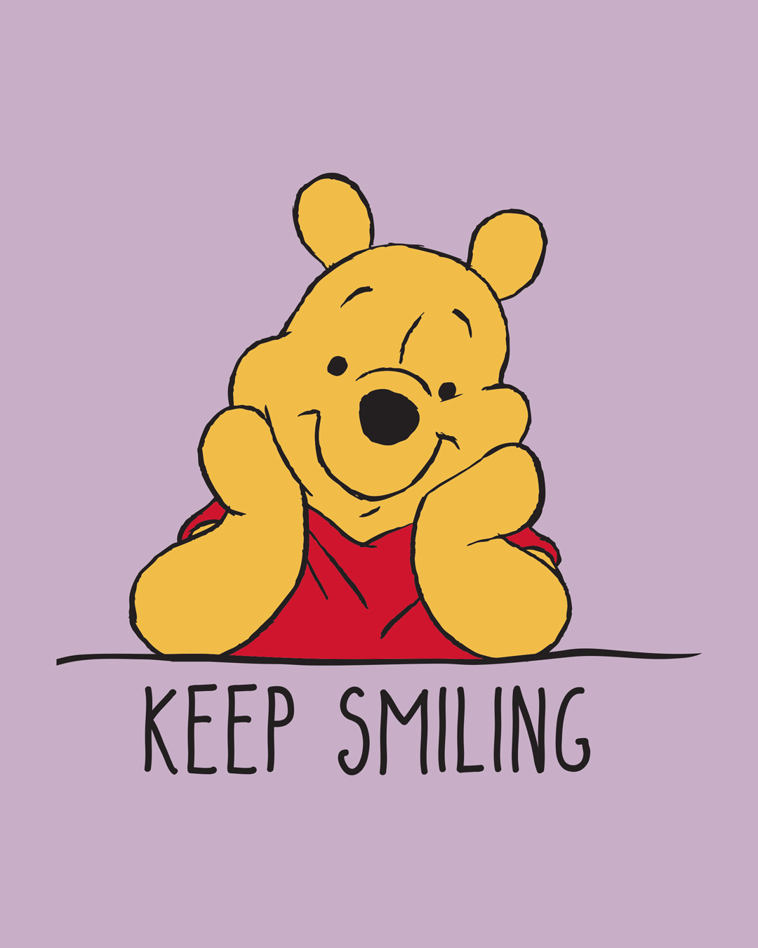 Buy Pooh Keep Smiling (DL) Purple Printed Half Sleeve Boyfriend T ...