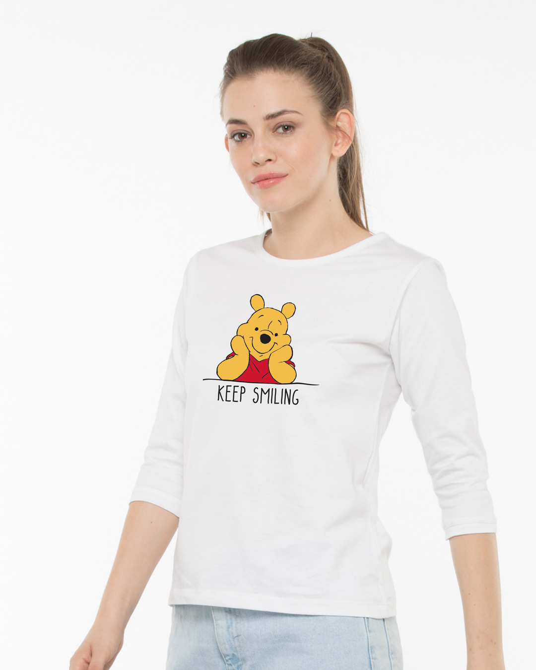 Shop Pooh Keep Smiling Round Neck 3/4th Sleeve T-Shirt (DL)-Back