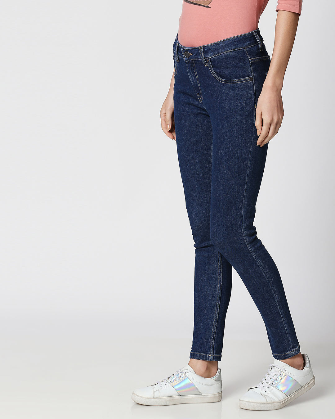 Shop Pool Blue Mid Rise Stretchable Women's Jeans-Back