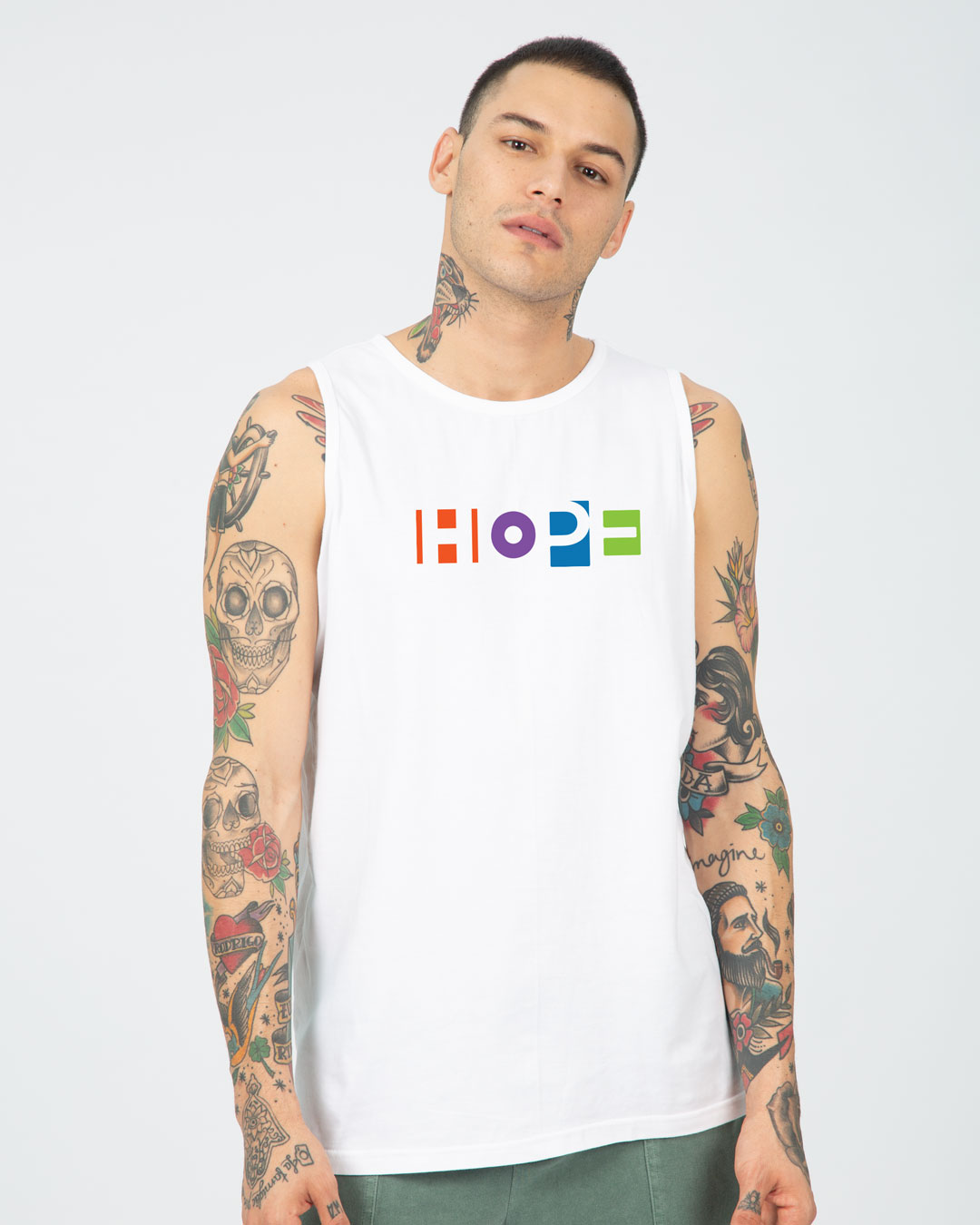 Shop Pop Hope Round Neck Vest White-Back