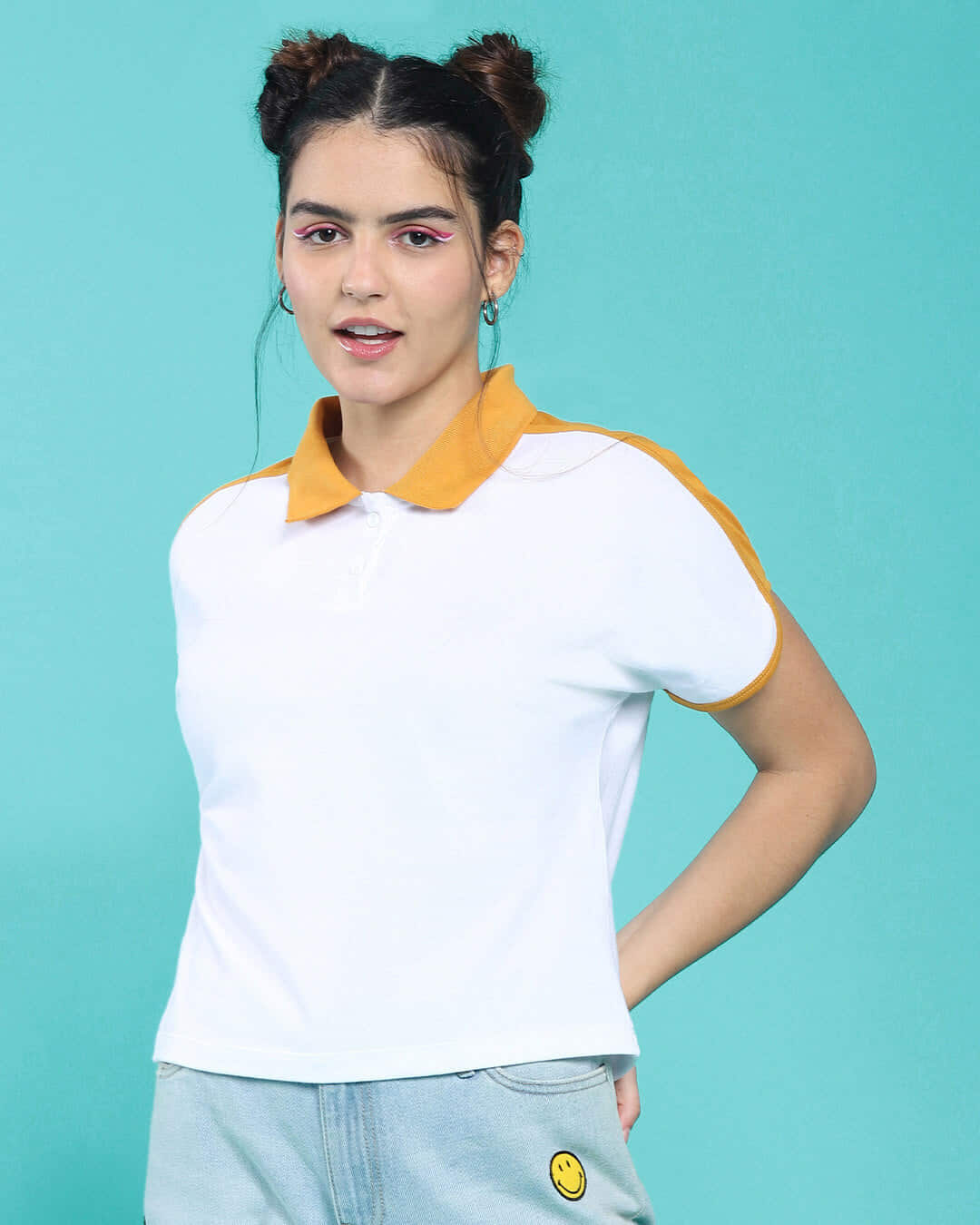 Shop Popcorn Yellow Polo For Women's-Back