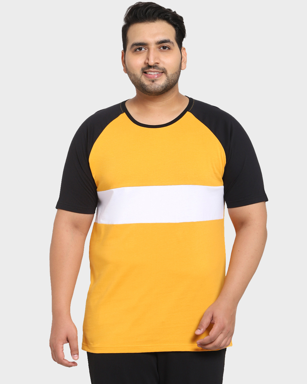 Shop Popcorn Yellow Raglan Color Block T-Shirt-Back