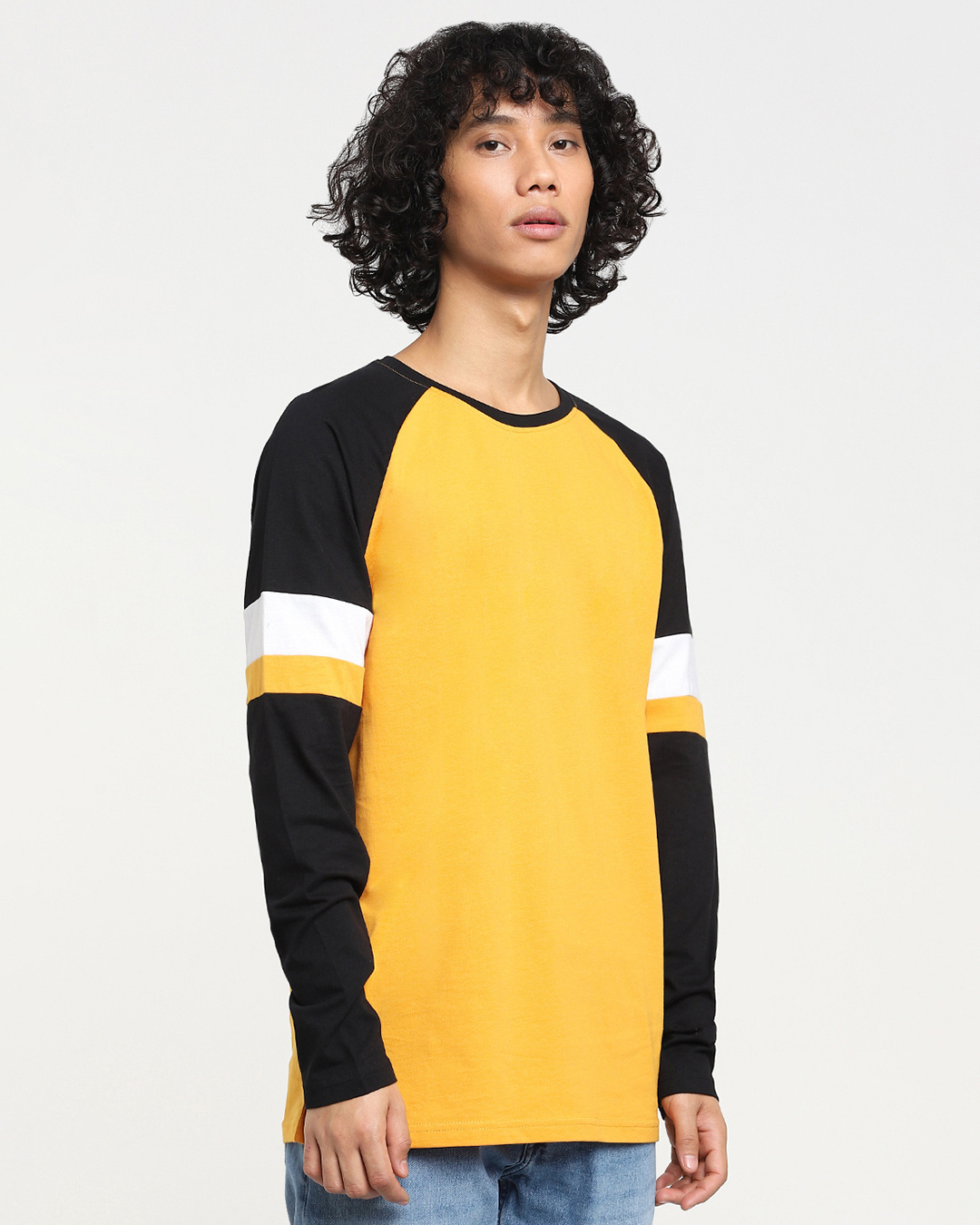 Shop Men's Yellow & Black Color Block T-shirt-Back