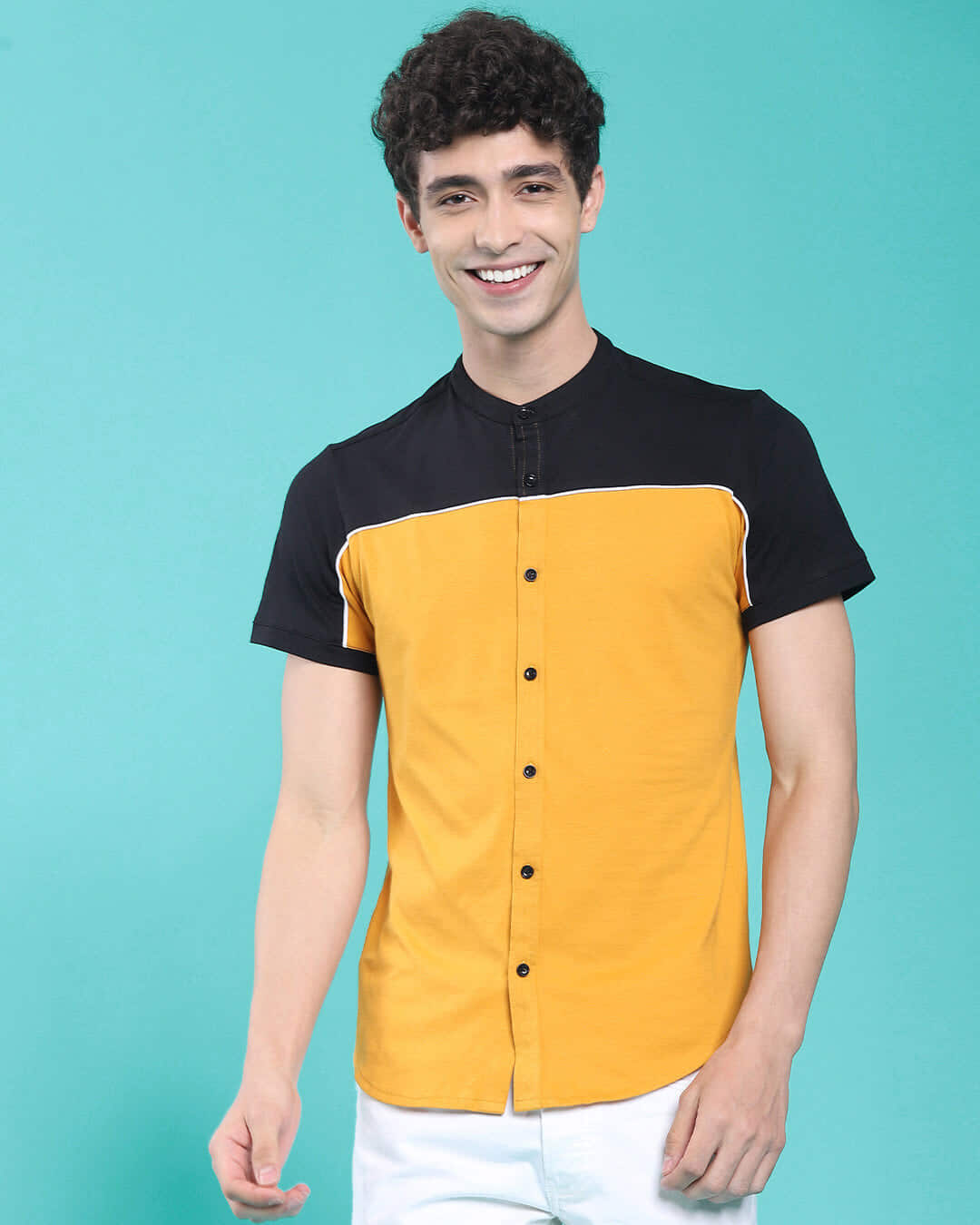 Shop Popcorn Yellow Single Jersey Shirt For Men's-Back