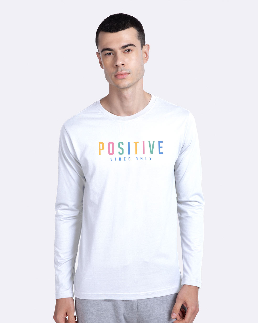 Shop Positive Colorful Full Sleeve T-Shirt White-Back