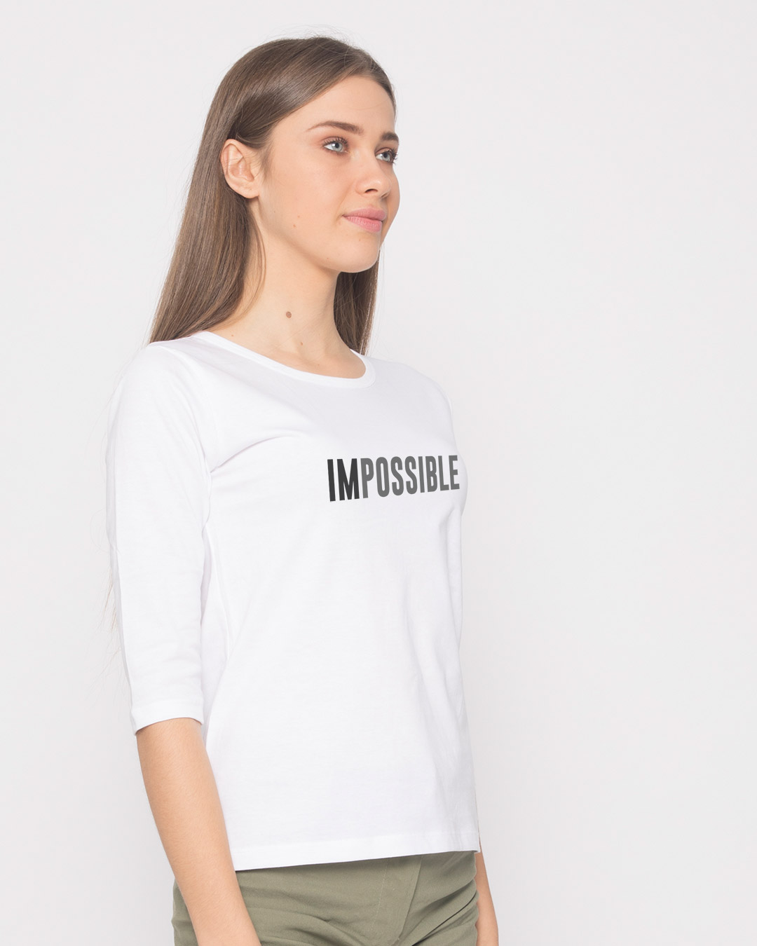 Shop Possible Round Neck 3/4th Sleeve T-Shirt-Back