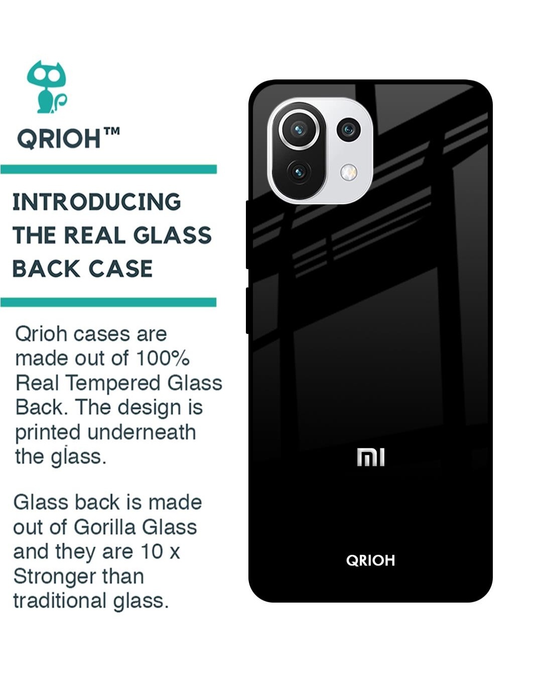 Shop Premium Glass Cover For Mi 11 Lite NE 5G (Shockproof, Light Weight)-Back