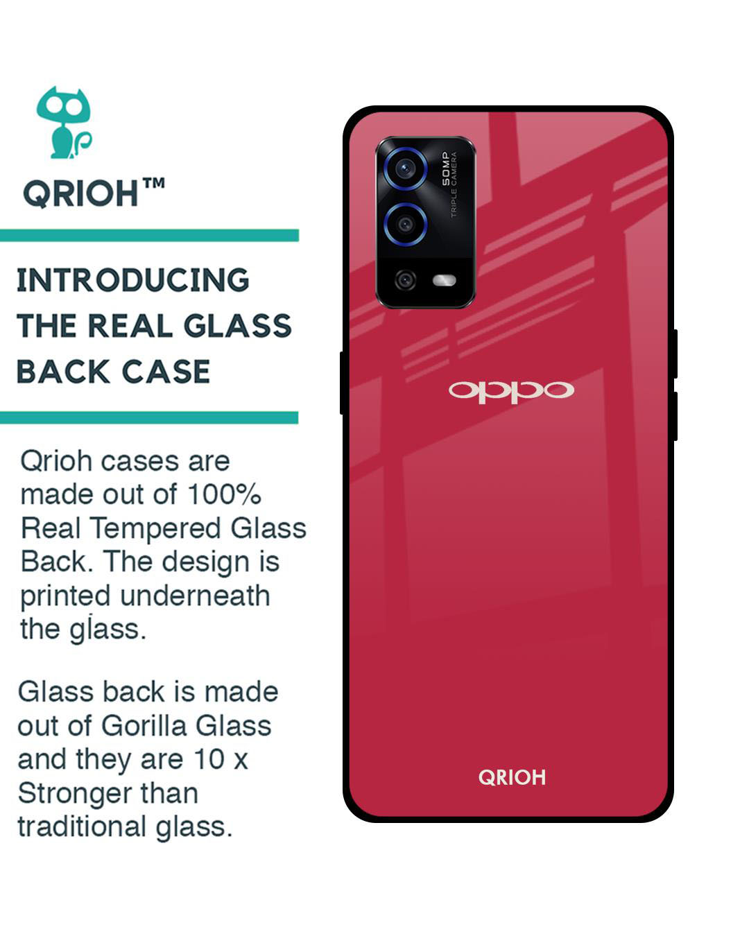 Shop Premium Glass Cover for Oppo A55 (Shock Proof, Lightweight)-Back