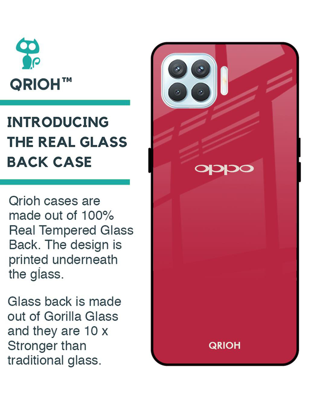 Shop Premium Glass Cover for Oppo F17 Pro (Shock Proof, Lightweight)-Back