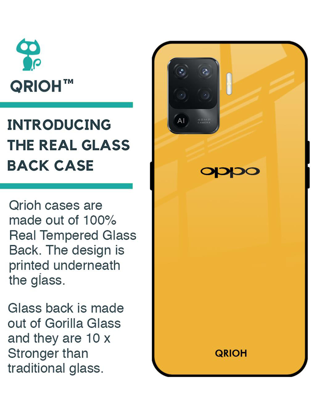 Shop Premium Glass Cover for Oppo F19 Pro (Shock Proof, Lightweight)-Back