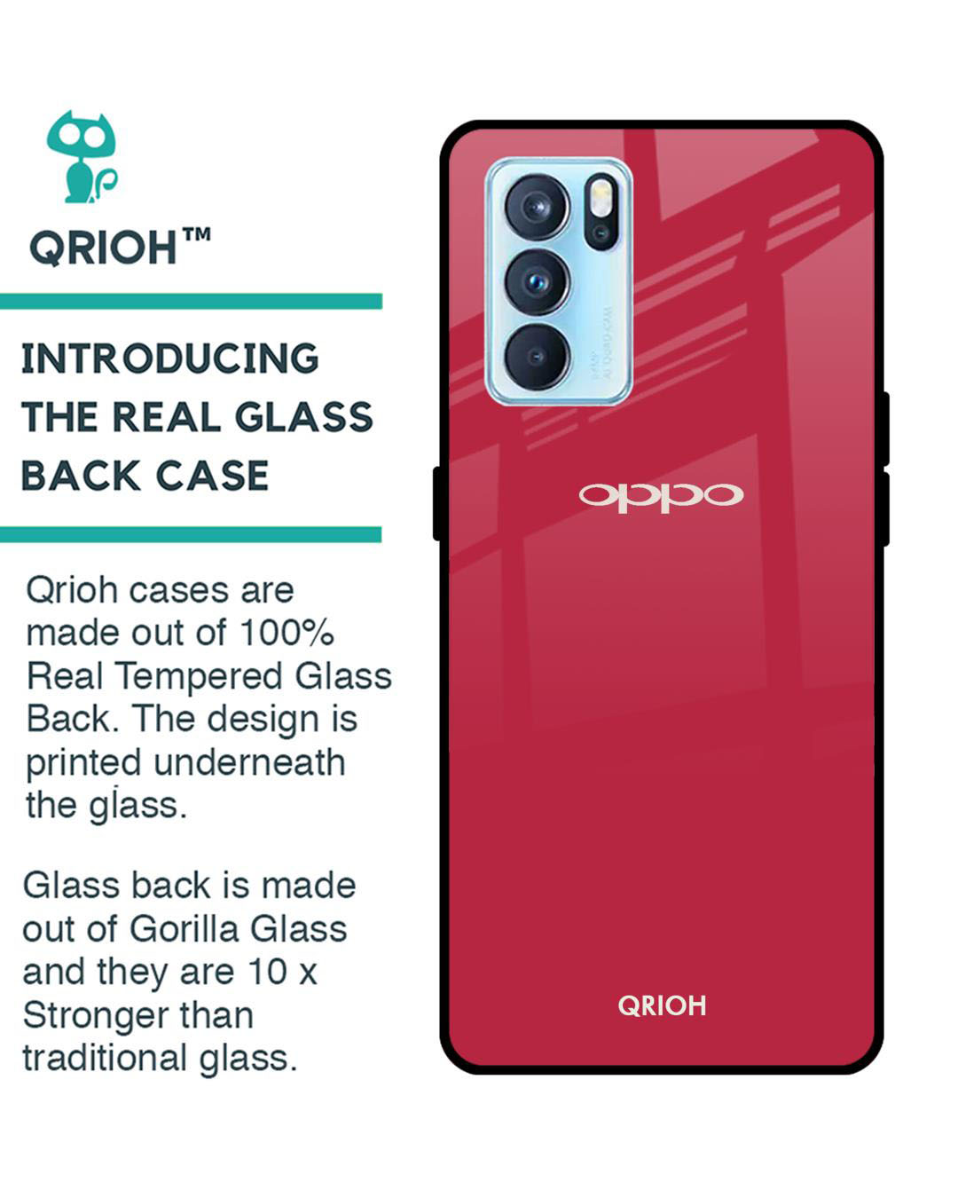 Shop Premium Glass Cover for Oppo Reno 6 Pro (Shock Proof, Lightweight)-Back