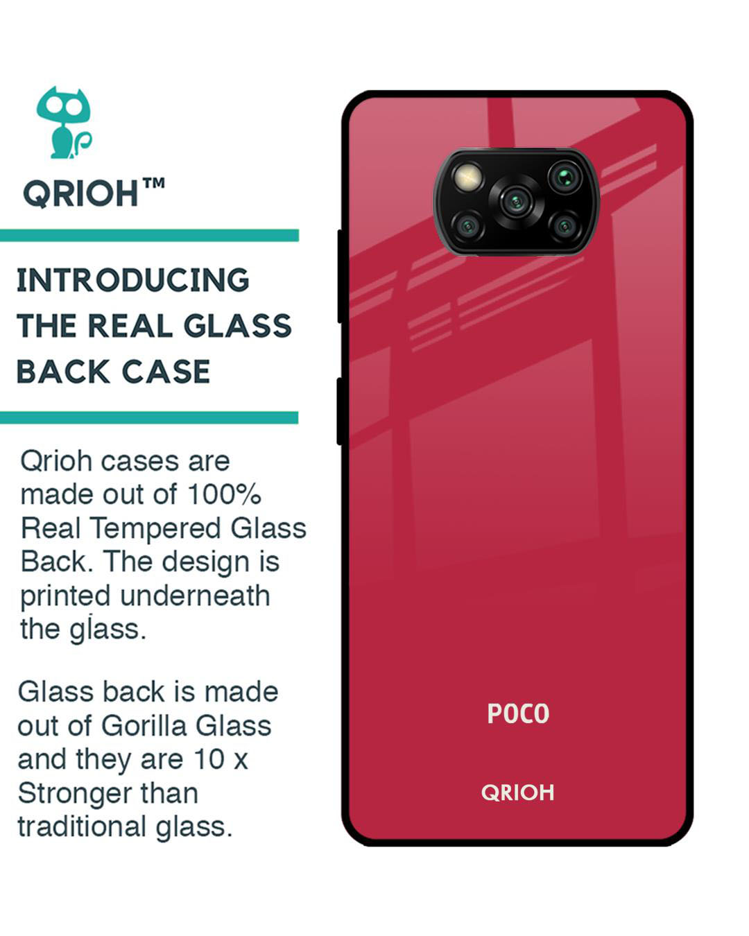 Shop Premium Glass Cover for Poco X3 Pro (Shock Proof, Lightweight)-Back