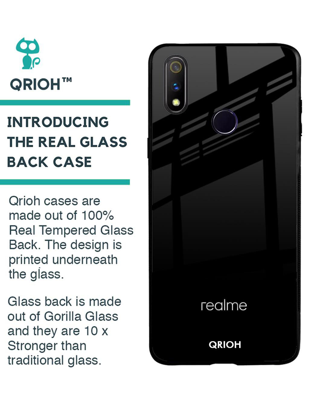 Shop Premium Glass Cover for Realme 3 Pro (Shock Proof, Lightweight)-Back