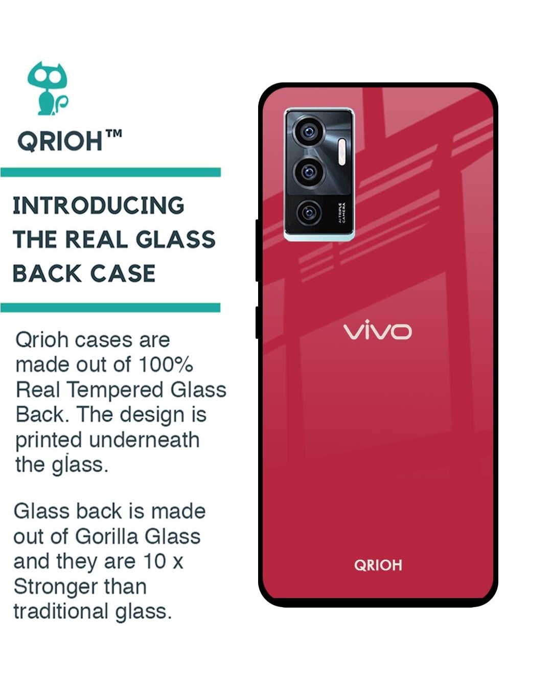 Shop Premium Glass Cover for Vivo V23e 5G (Shockproof, Light Weight)-Back
