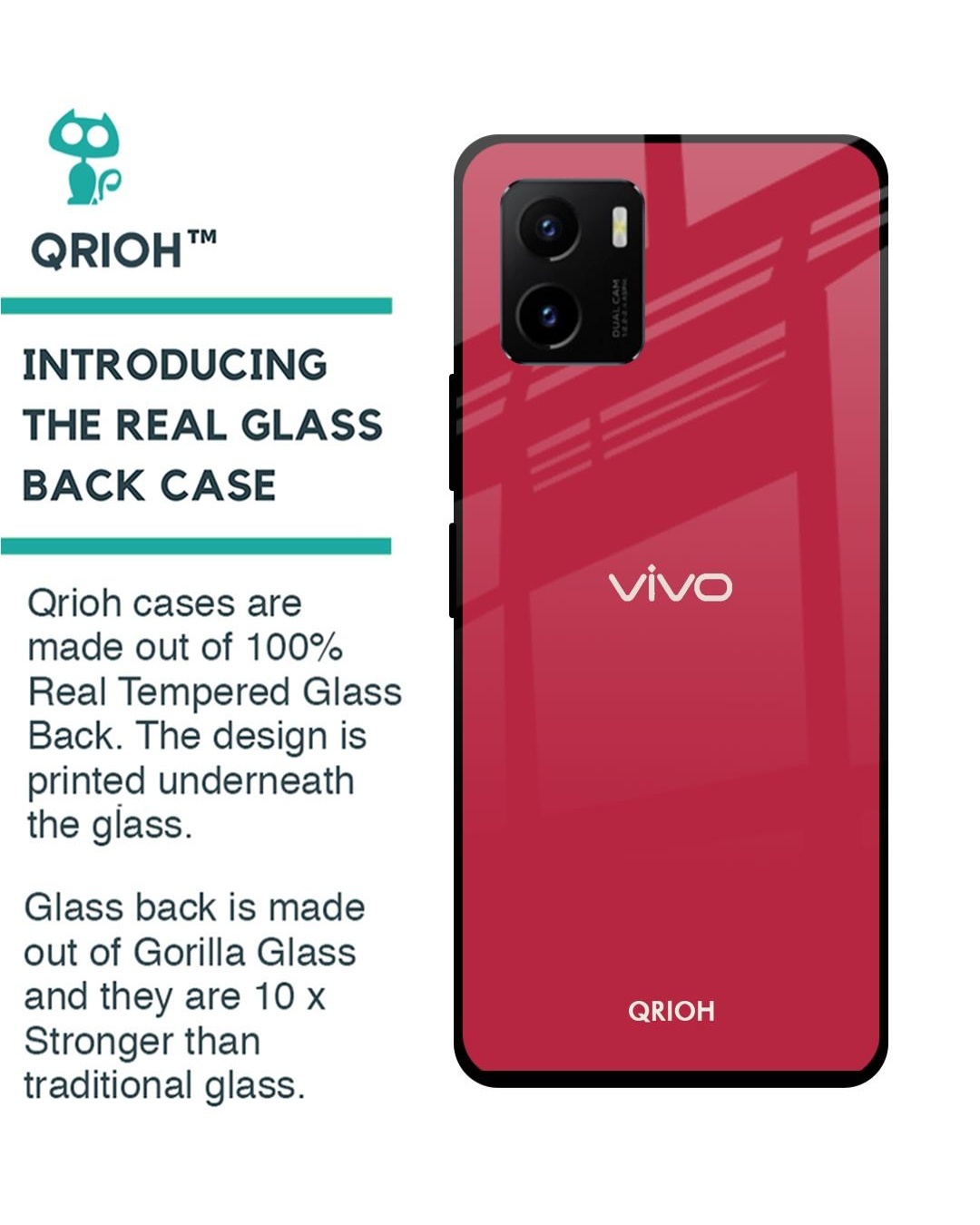 Shop Premium Glass Cover for Vivo Y15s (Shockproof, Light Weight)-Back